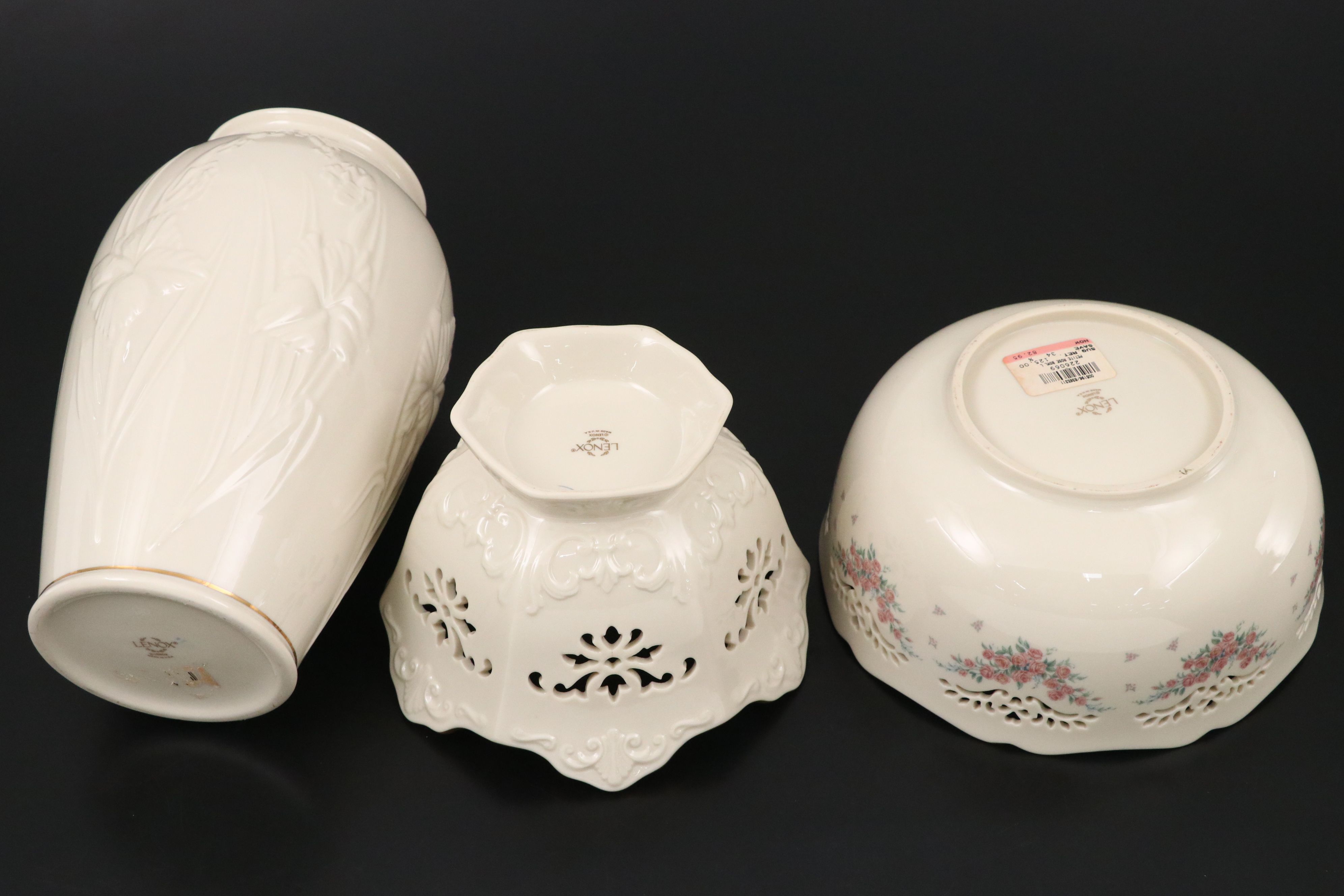 Lenox "Fruits of Life" Cornucopias with Pierced Rose Bowls and Other Porcelain