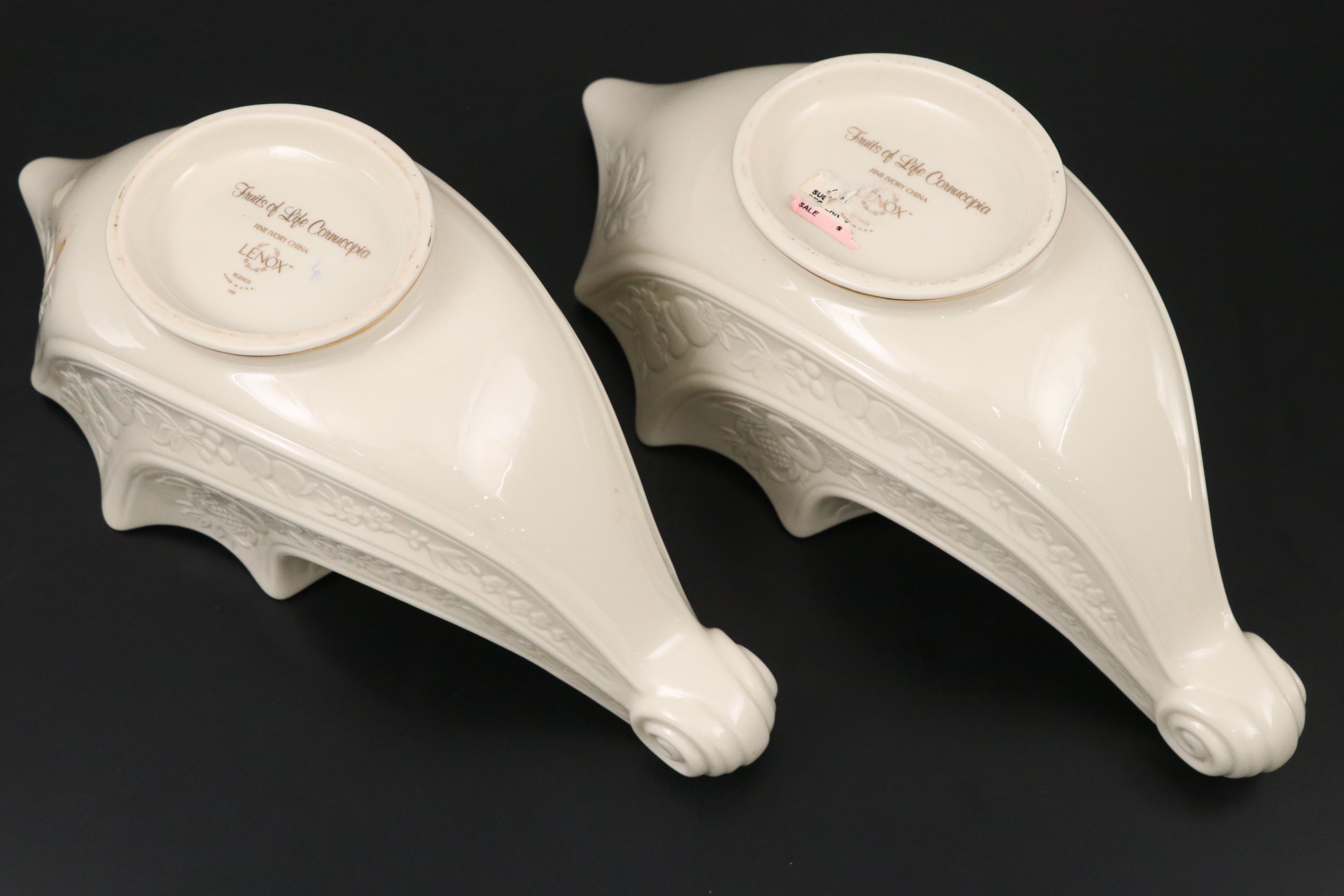 Lenox "Fruits of Life" Cornucopias with Pierced Rose Bowls and Other Porcelain