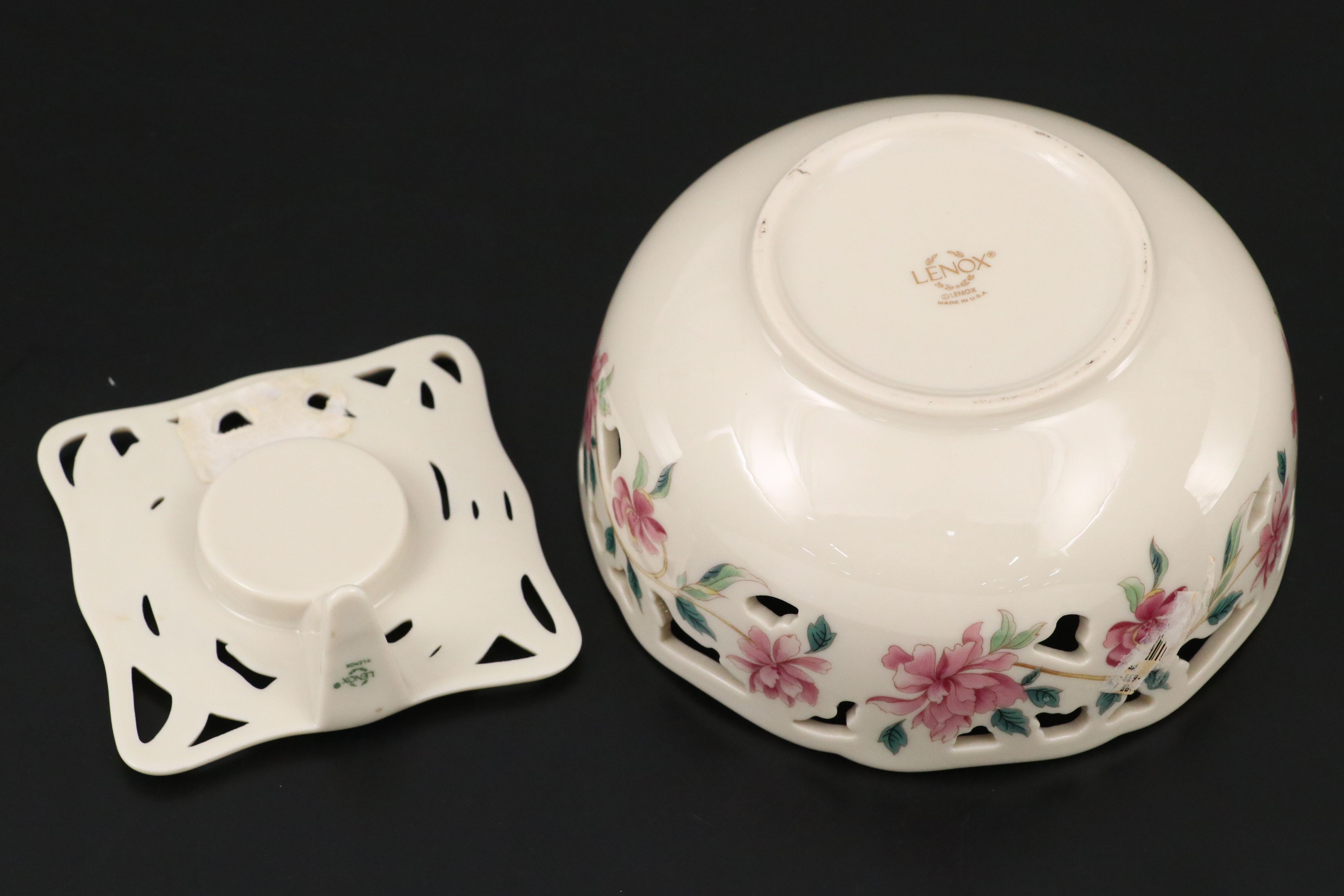 Lenox "Fruits of Life" Cornucopias with Pierced Rose Bowls and Other Porcelain