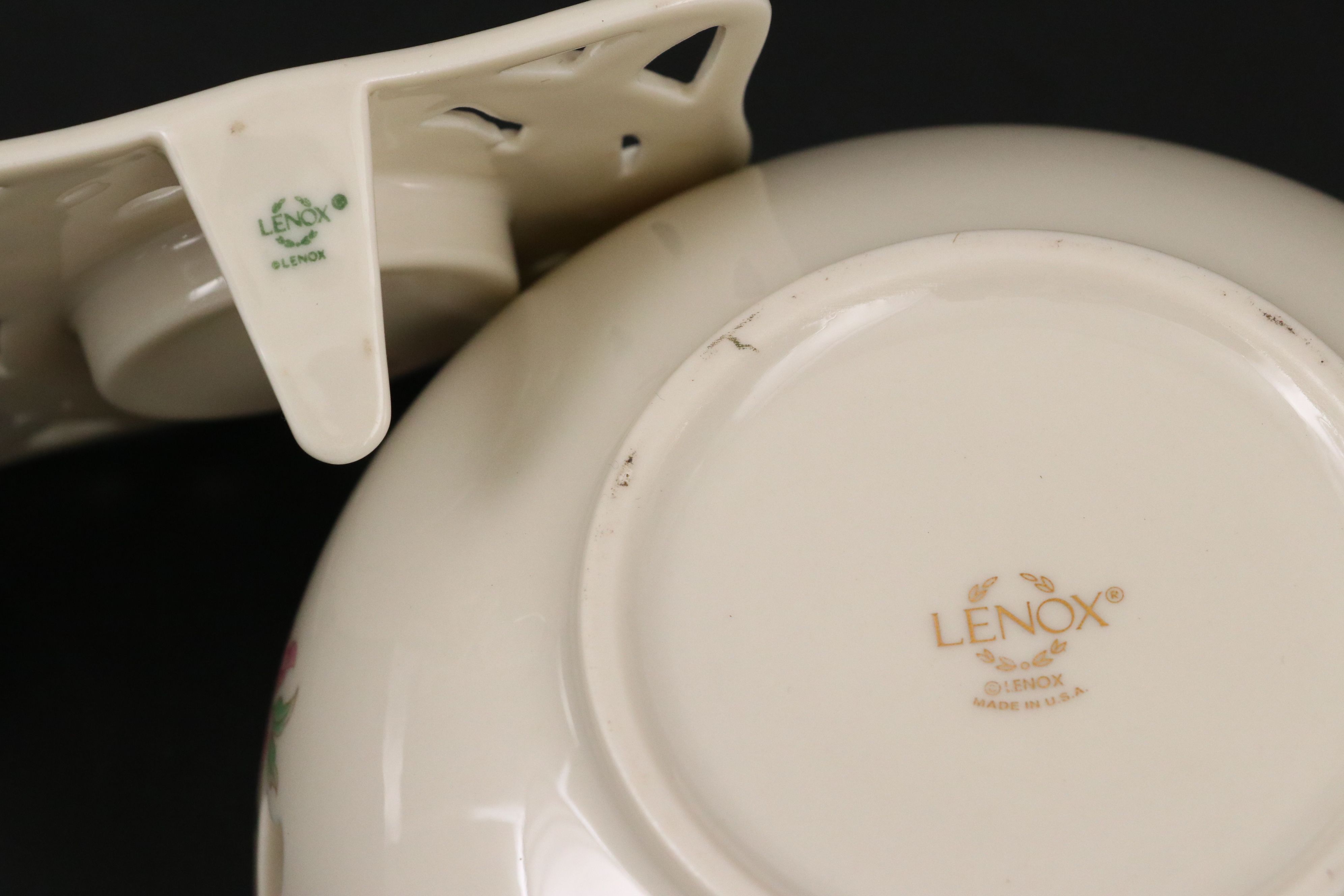 Lenox "Fruits of Life" Cornucopias with Pierced Rose Bowls and Other Porcelain