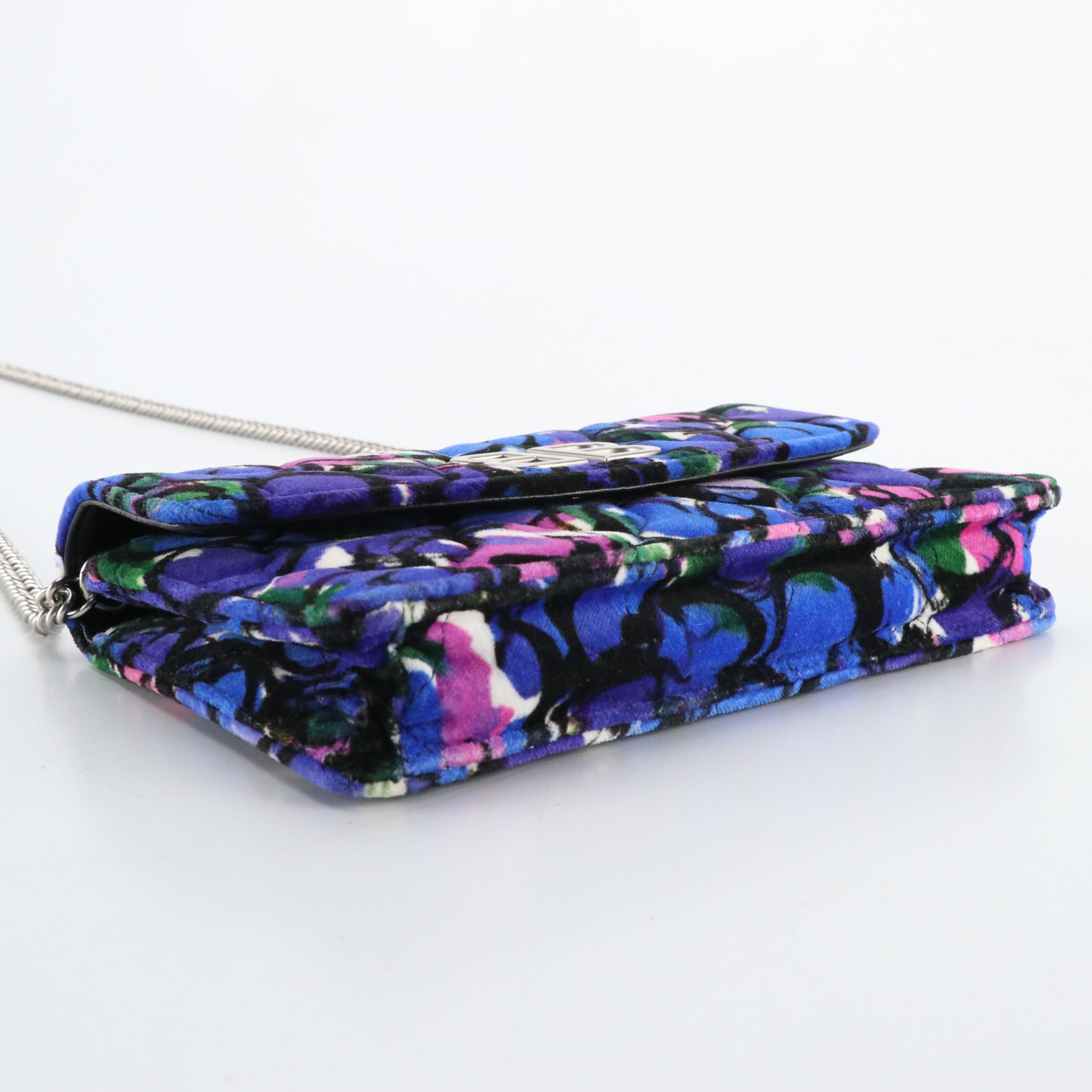 Balenciaga Quilted Multicolor Print Velvet BB Wallet-on-Chain Bag
