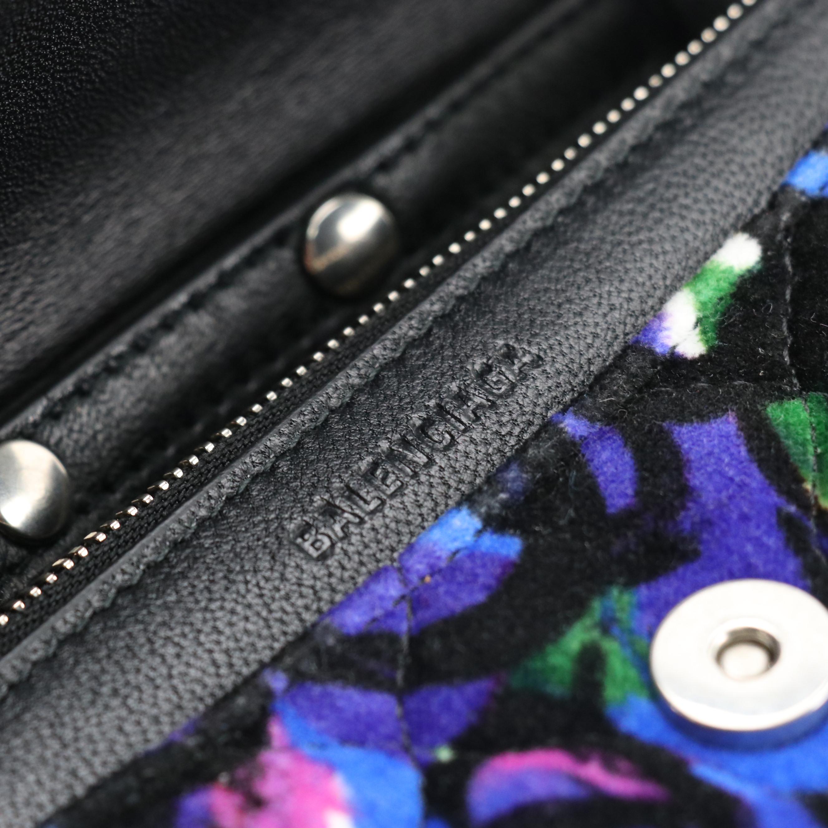 Balenciaga Quilted Multicolor Print Velvet BB Wallet-on-Chain Bag