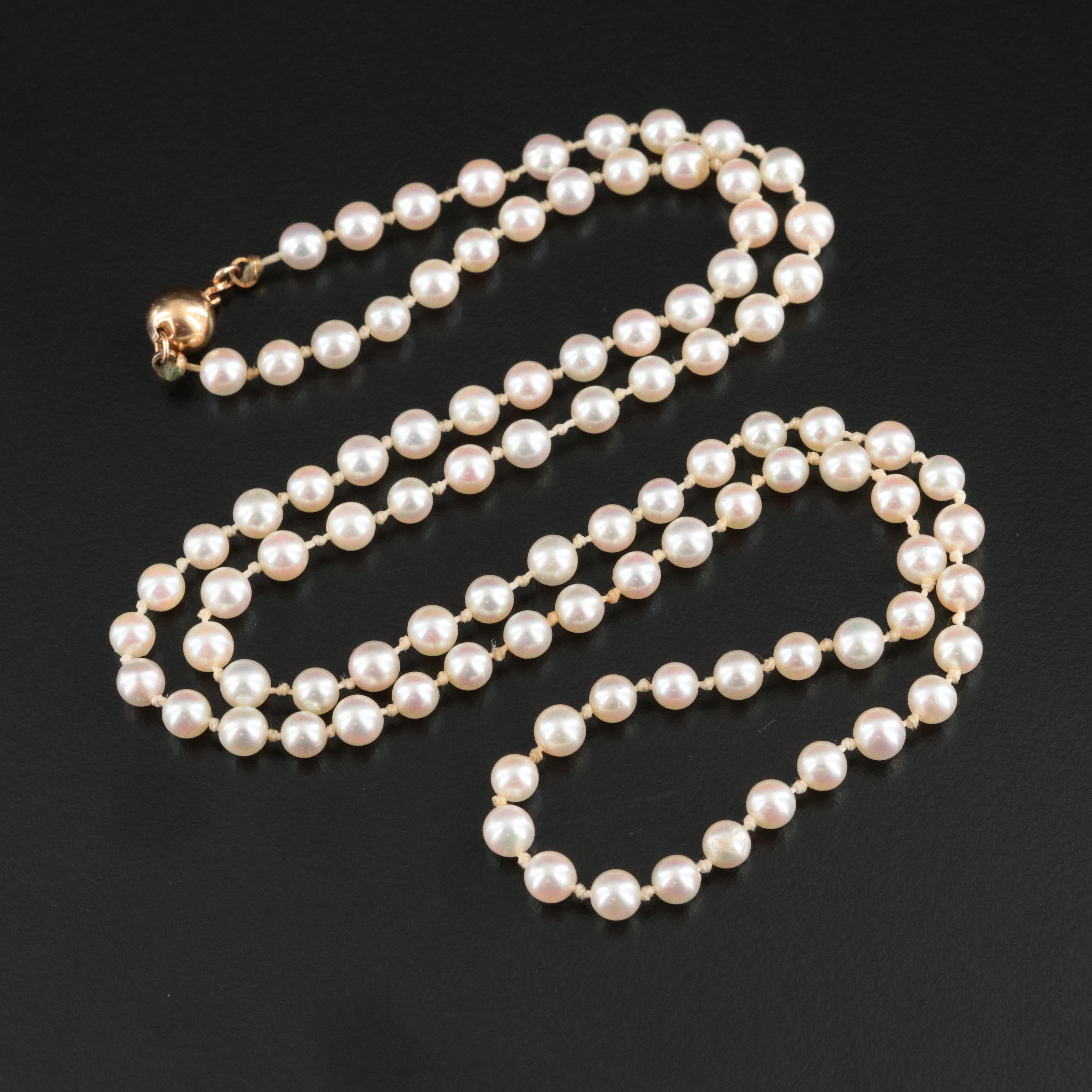 Pearl Necklace with 14K Clasp