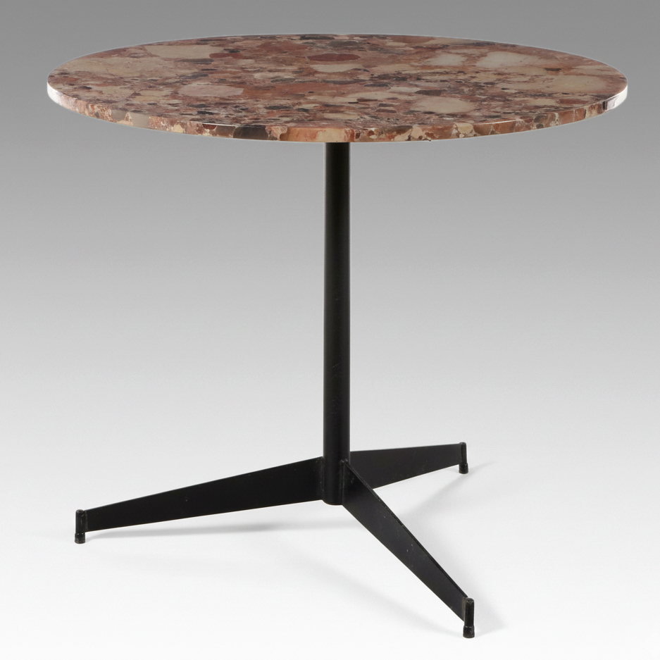 Rouge Marble Dining Table on Steel Pedestal Base