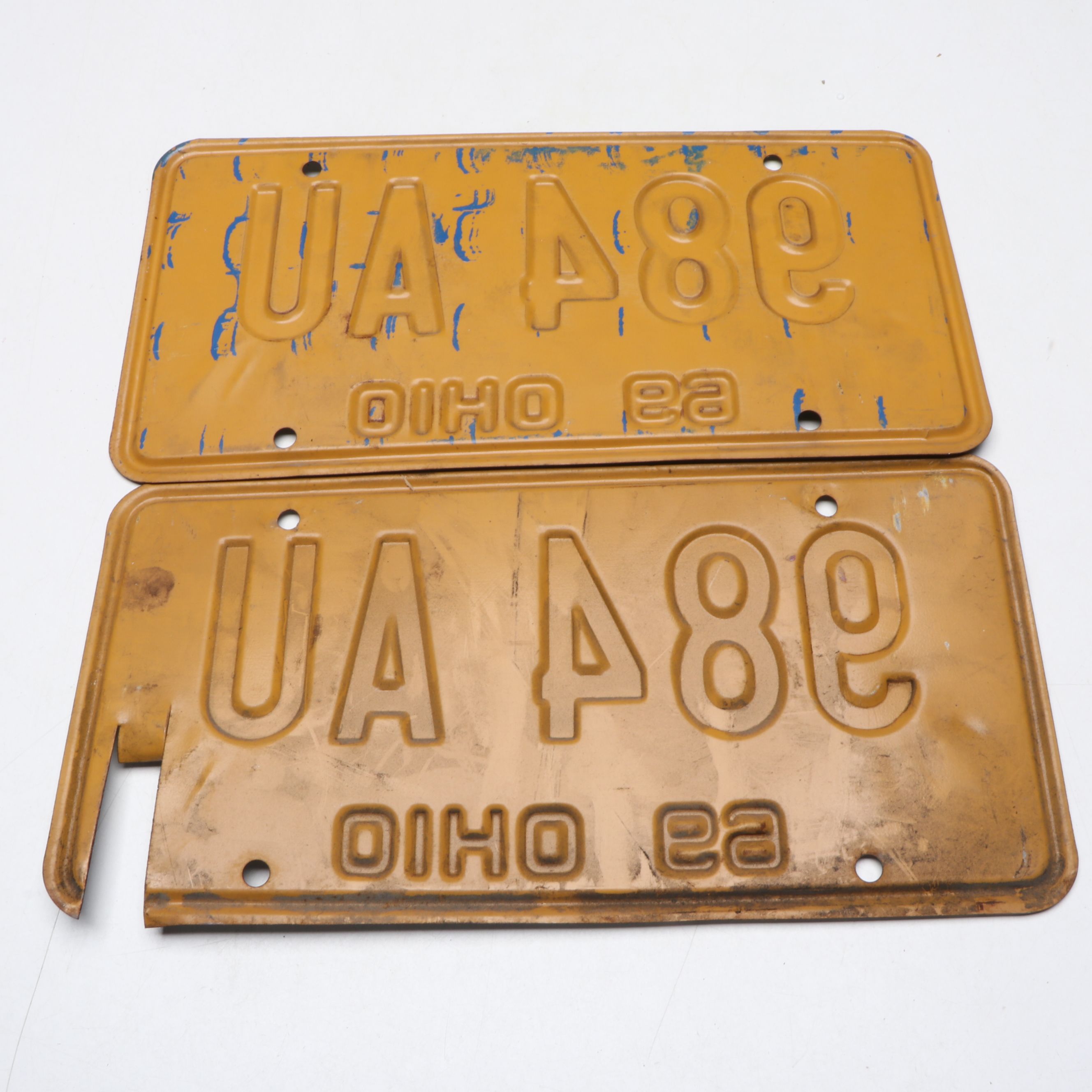1969 Ohio Blue and White License Plates and Tag