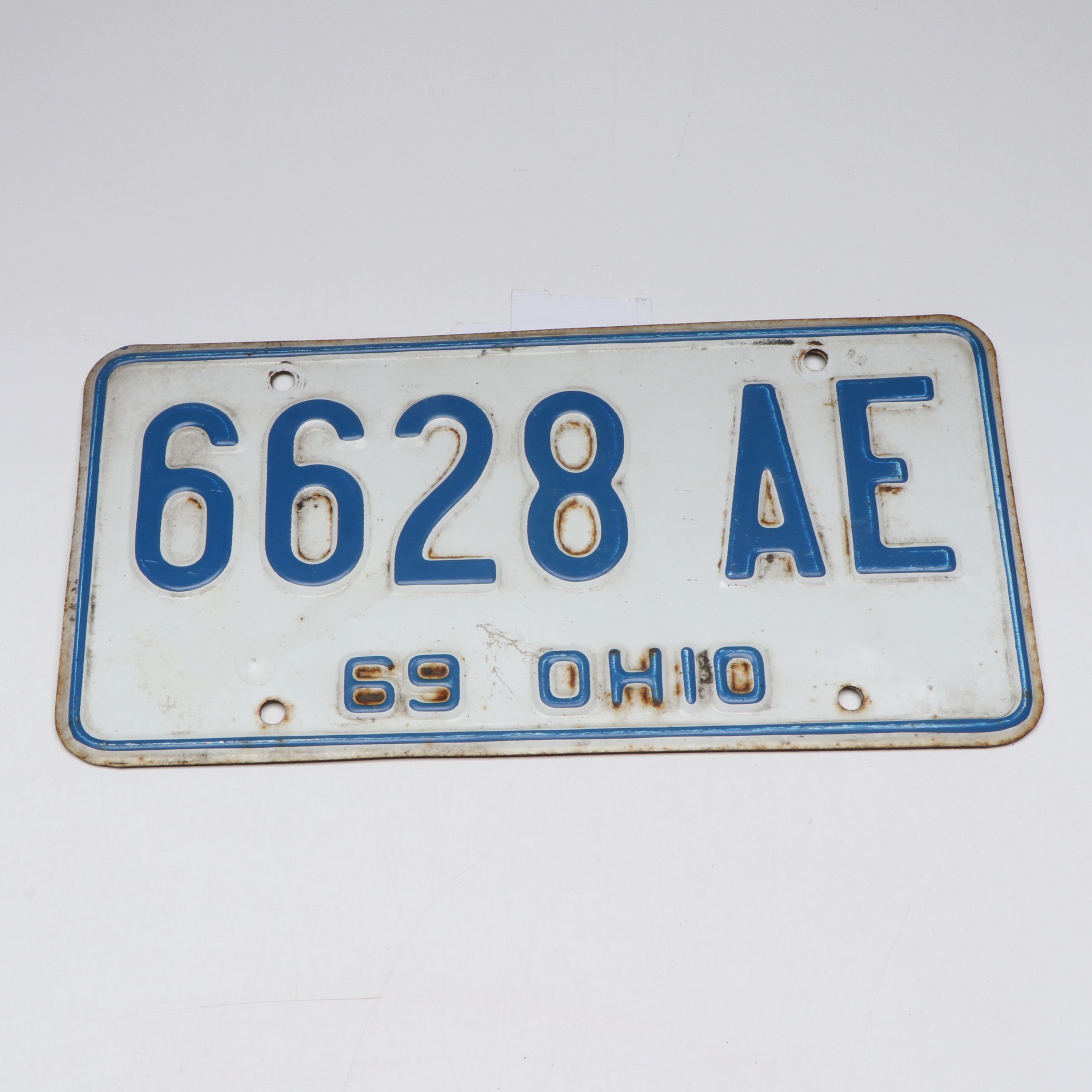 1969 Ohio Blue and White License Plates and Tag