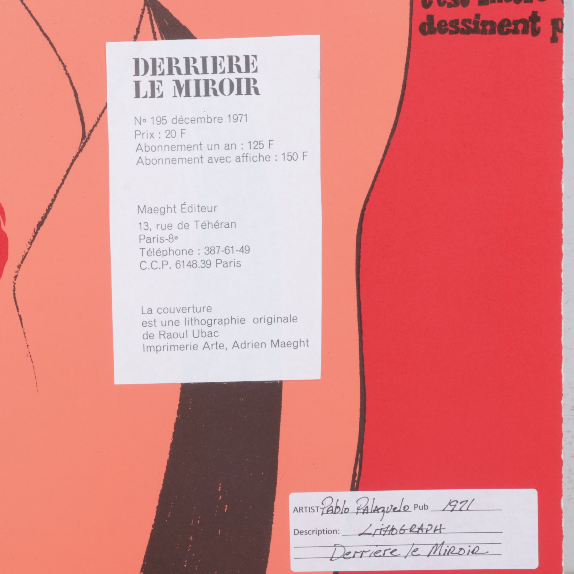 Pablo Palazuelo Lithograph for "Derrière le Miroir," 1971
