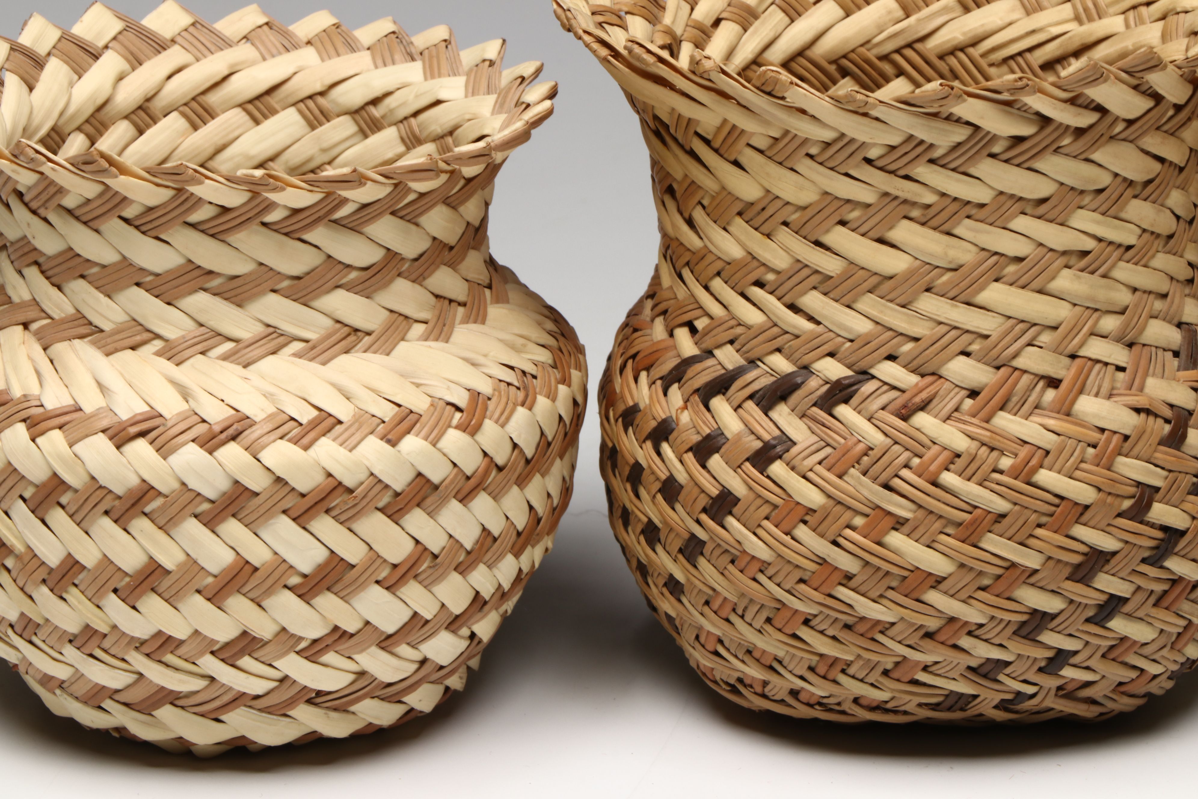 Mexican Double Weave Pine Needle and Sotol Tarahumara Baskets
