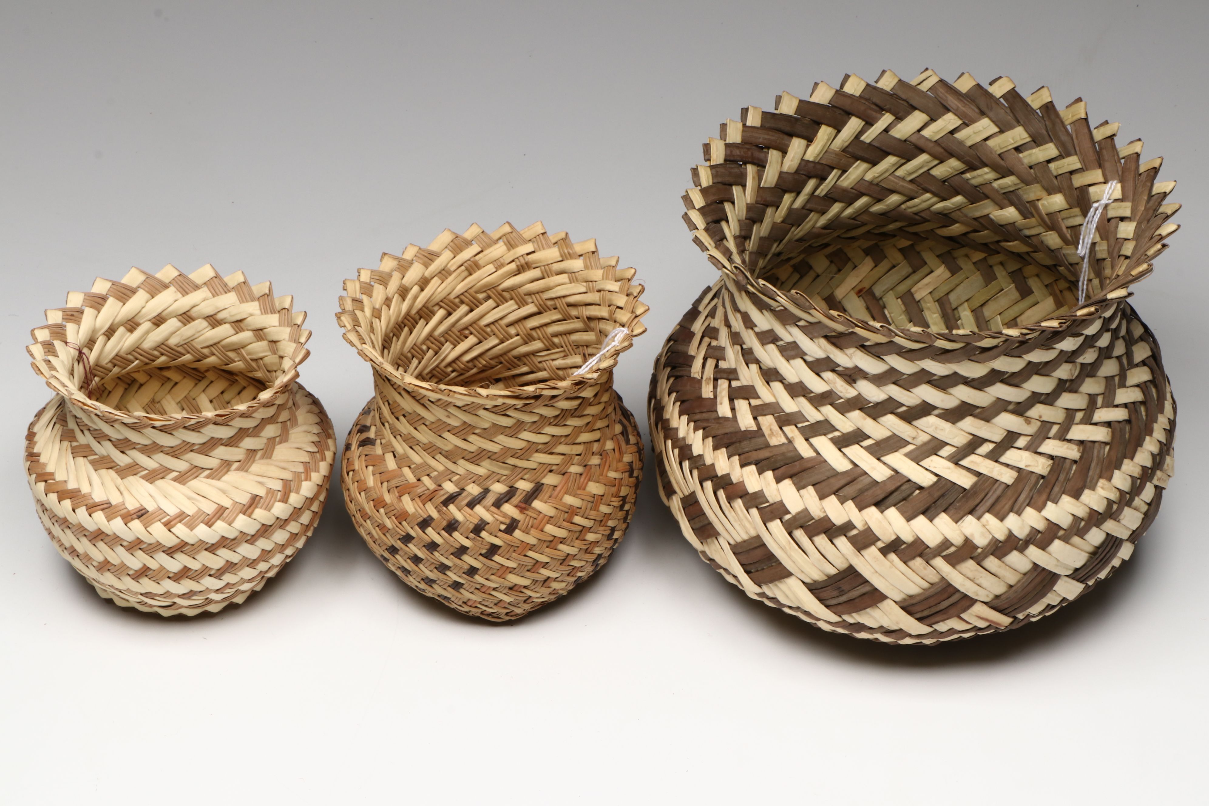 Mexican Double Weave Pine Needle and Sotol Tarahumara Baskets