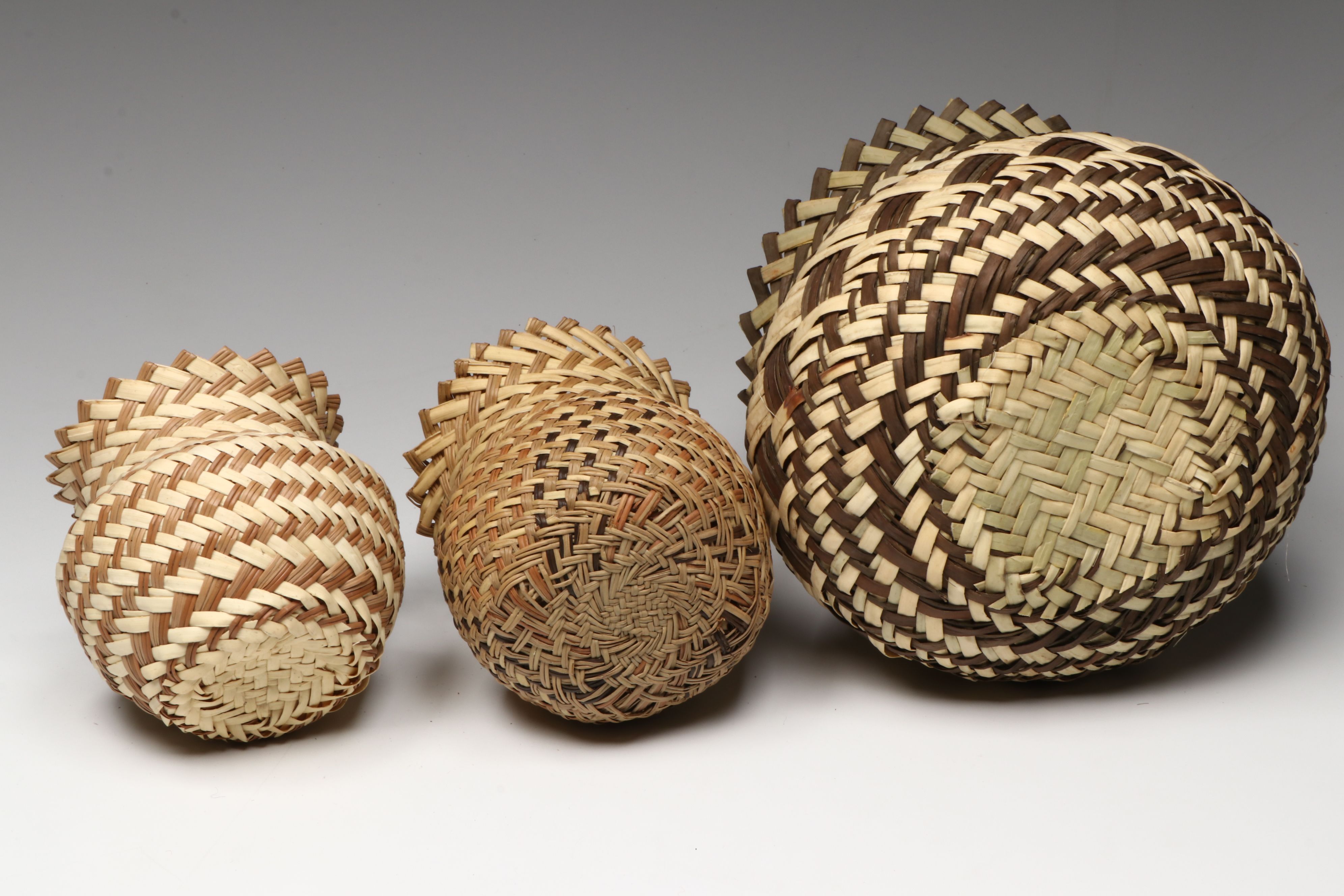 Mexican Double Weave Pine Needle and Sotol Tarahumara Baskets