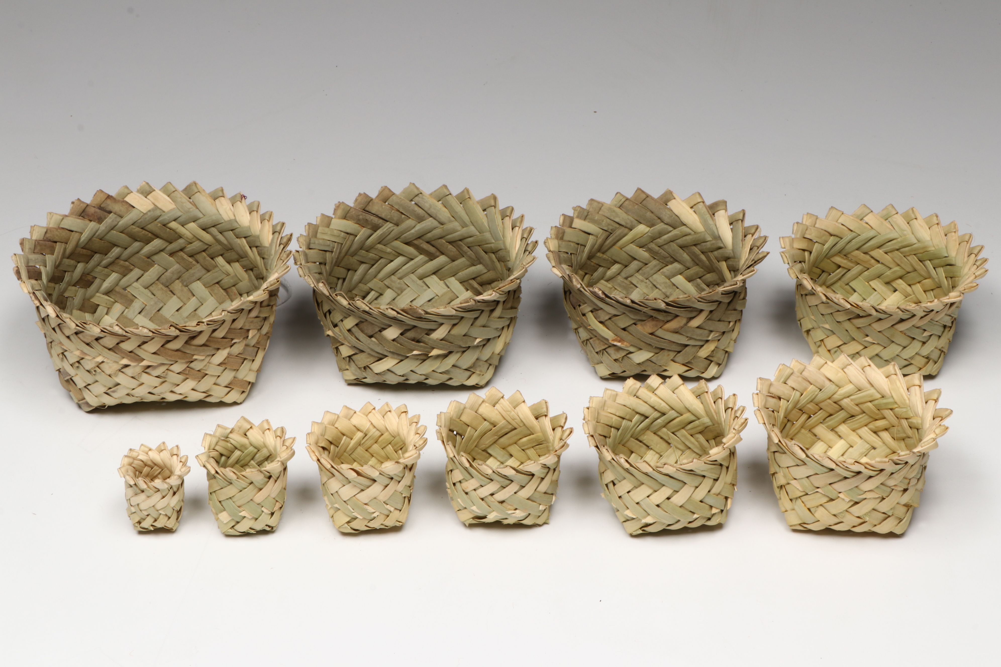Mexican Double Weave Pine Needle and Sotol Tarahumara Baskets