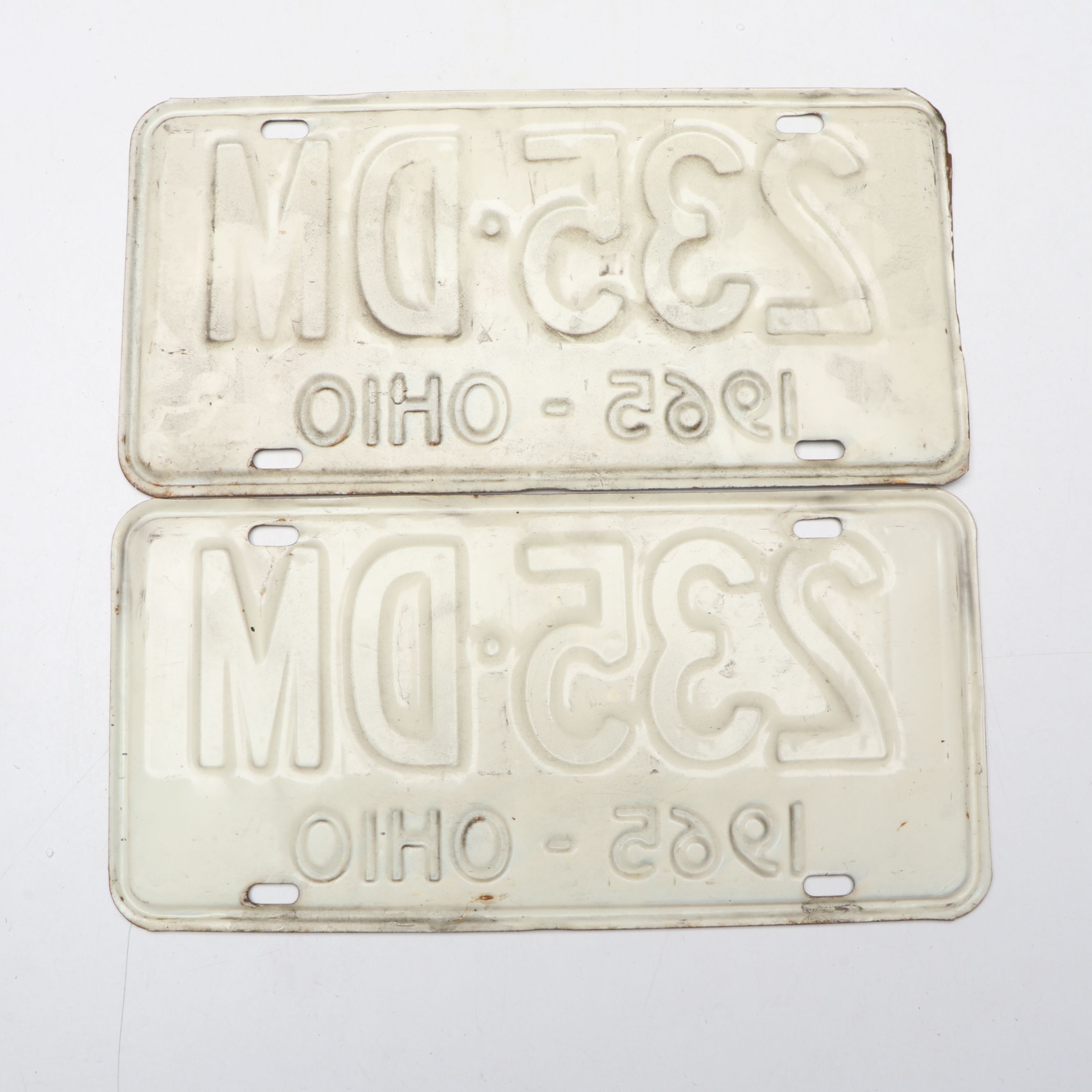 1965 Ohio Red and White License Plates