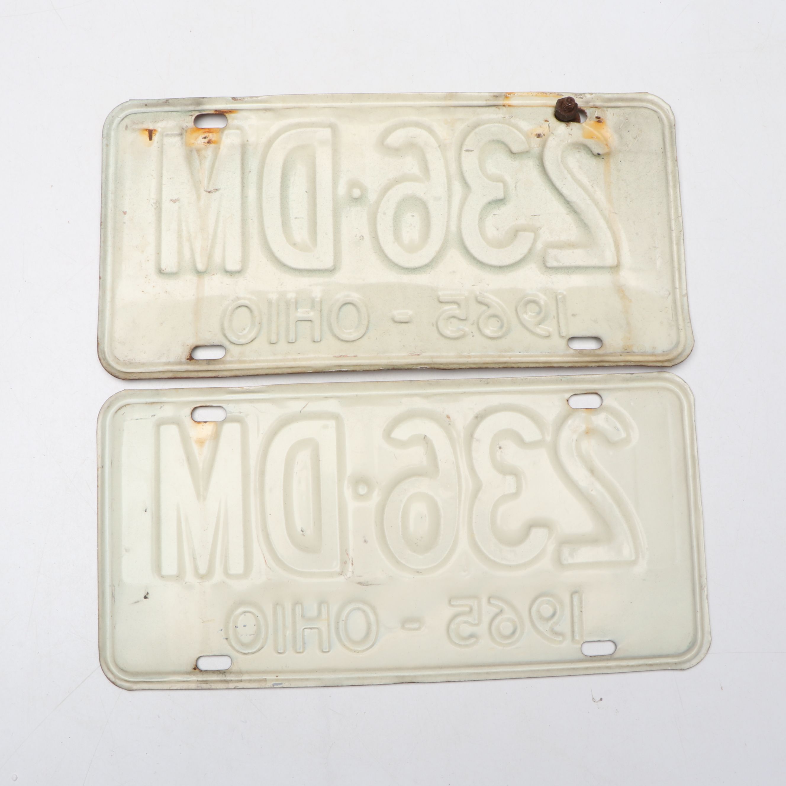 1965 Ohio Red and White License Plates