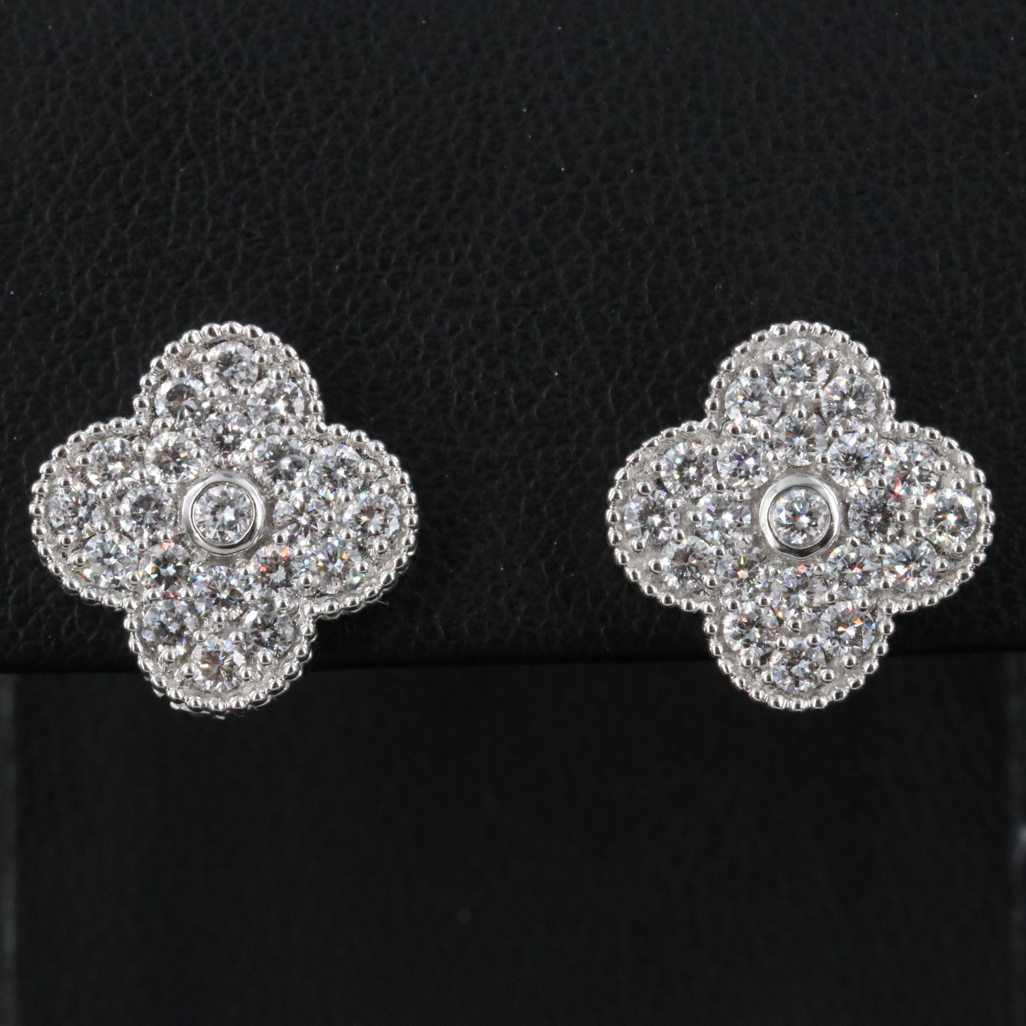 14K 1.10 CTW Lab Grown Diamond Quatrefoil Button Earrings
