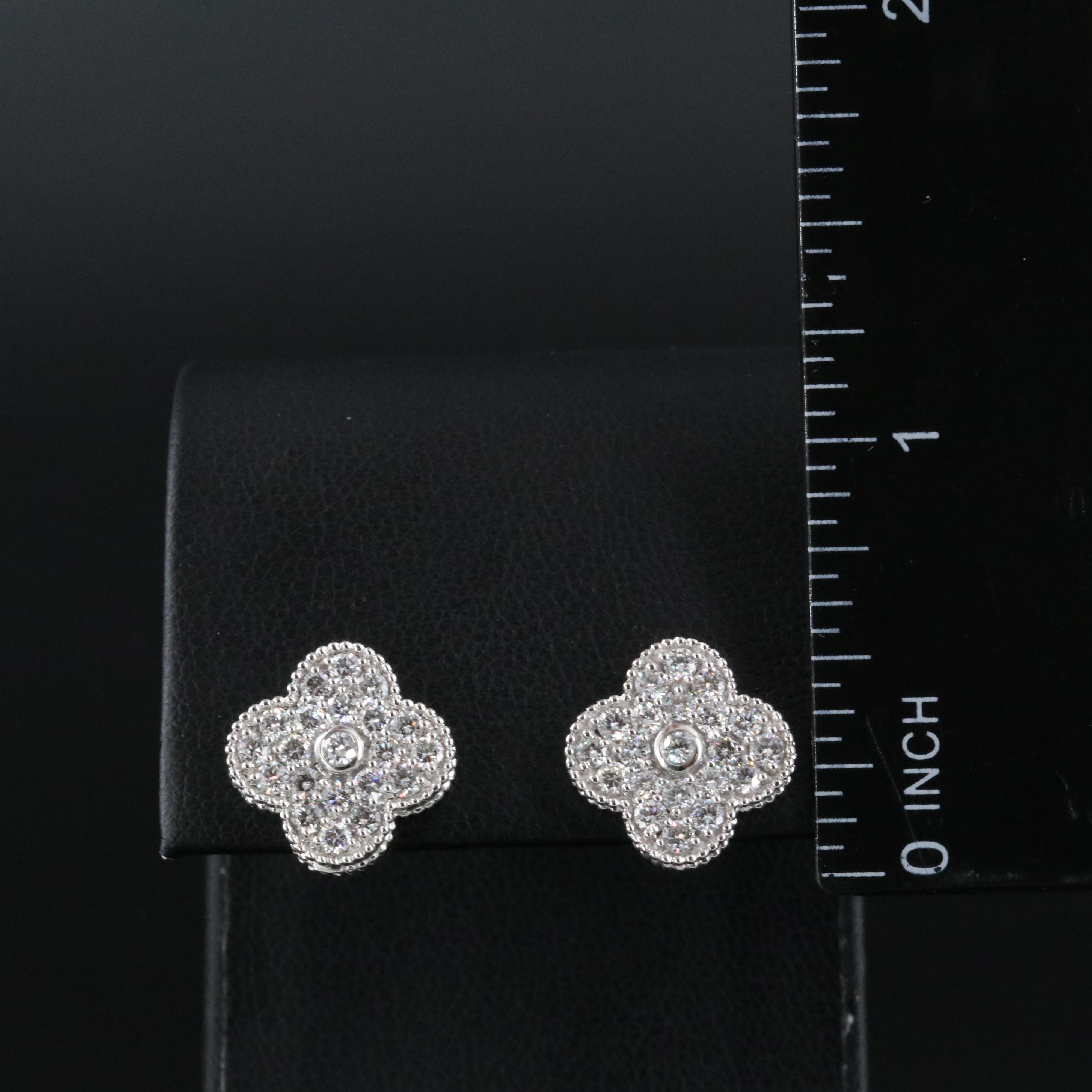 14K 1.10 CTW Lab Grown Diamond Quatrefoil Button Earrings