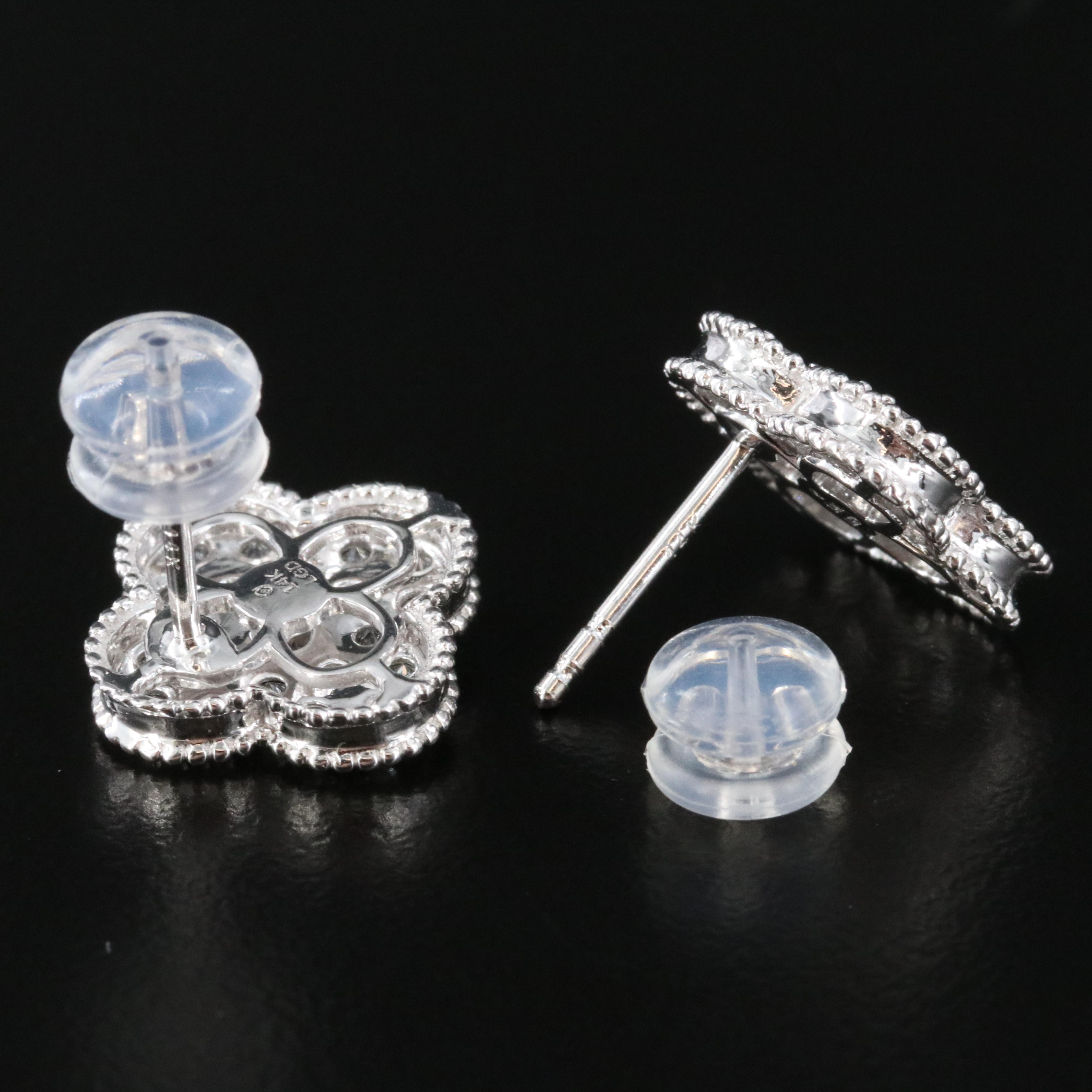 14K 1.10 CTW Lab Grown Diamond Quatrefoil Button Earrings