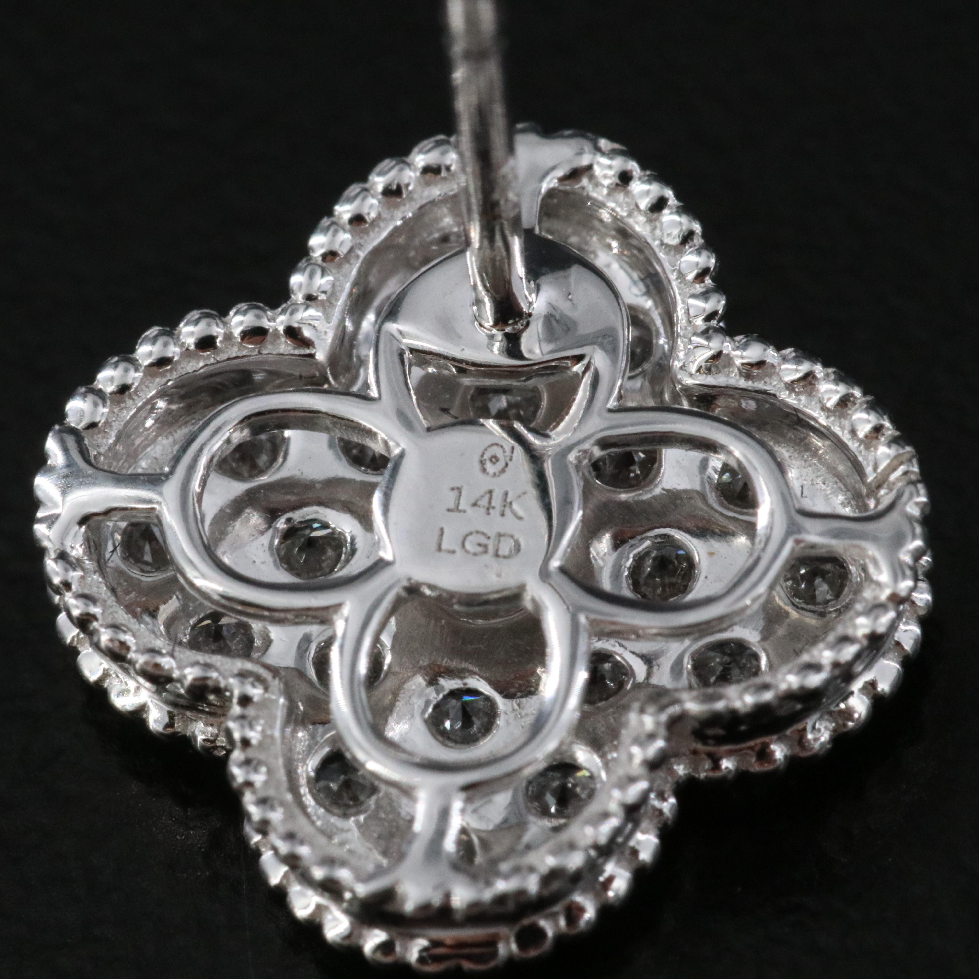 14K 1.10 CTW Lab Grown Diamond Quatrefoil Button Earrings