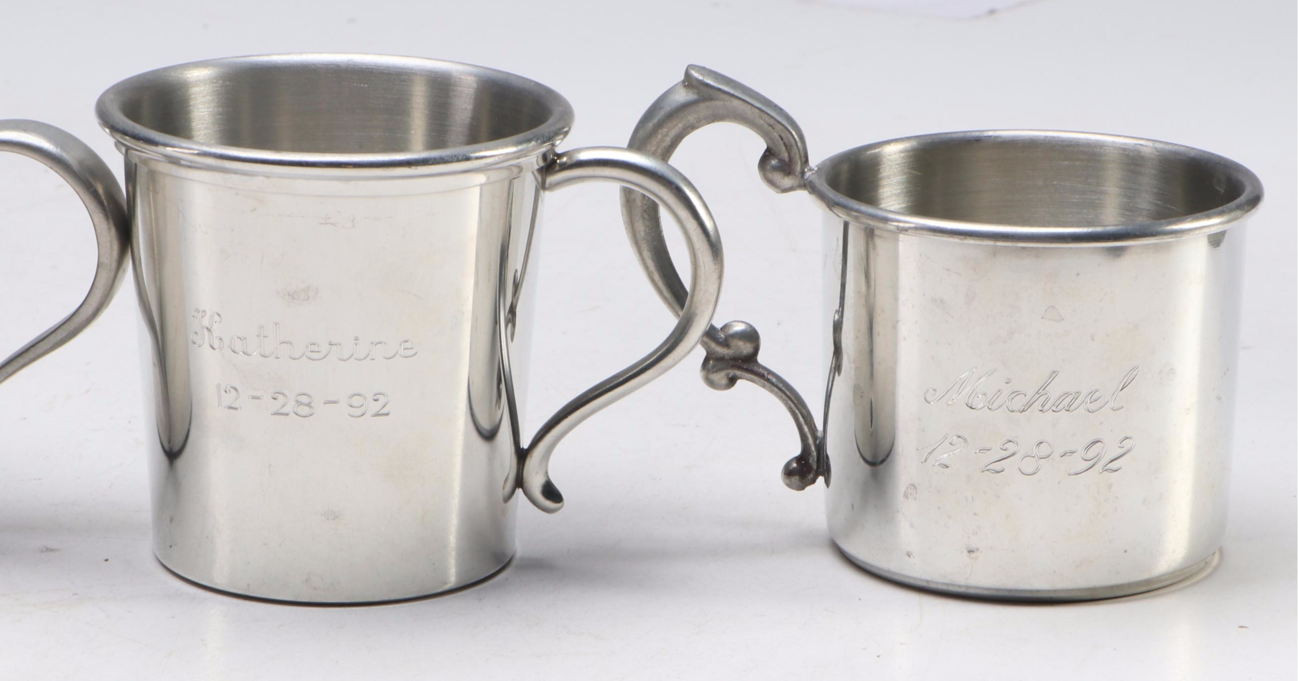 Hanle Pewter Jefferson Cup and Other Pewter Baby Cups with Copper Mule Mugs