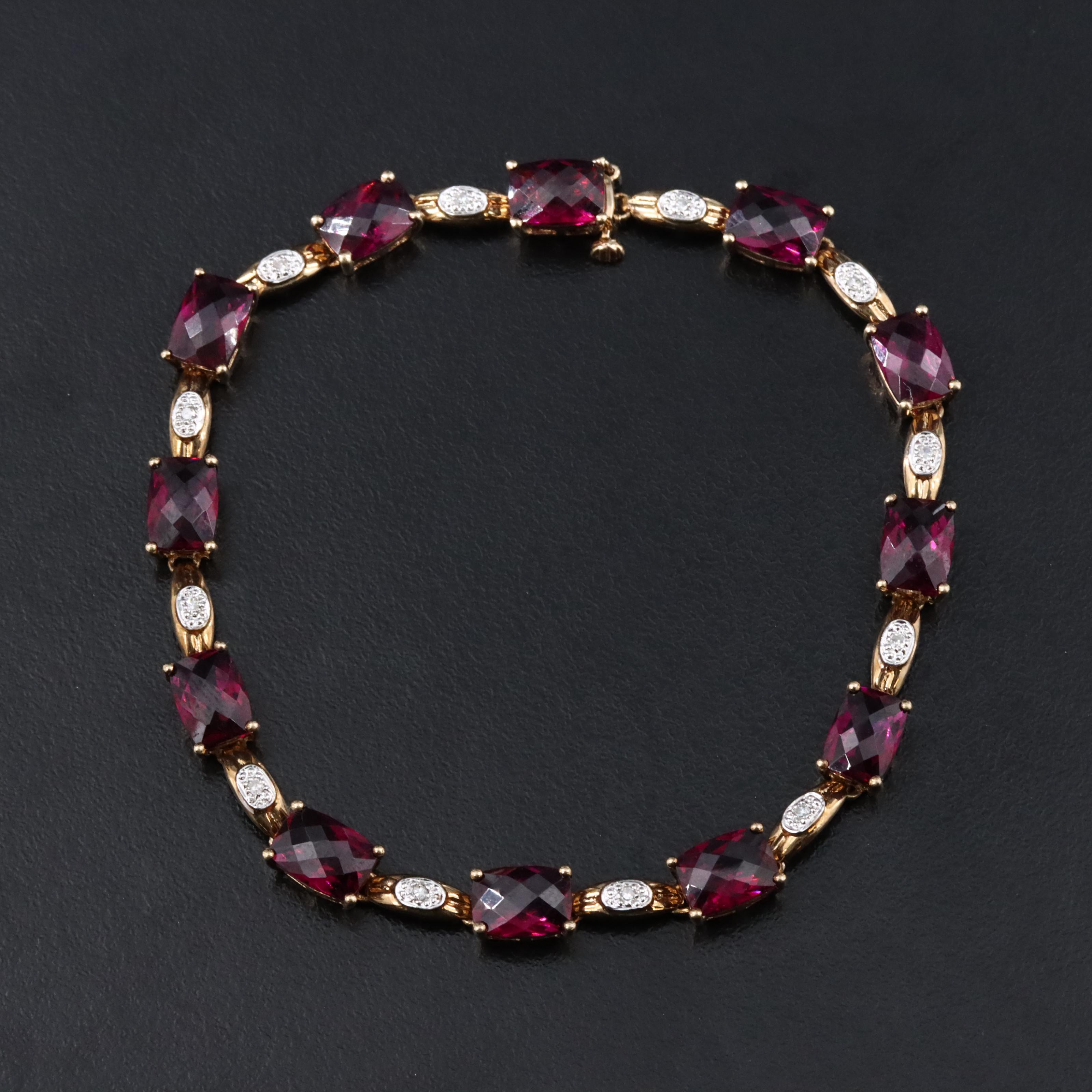 10K Garnet and Diamond Bracelet