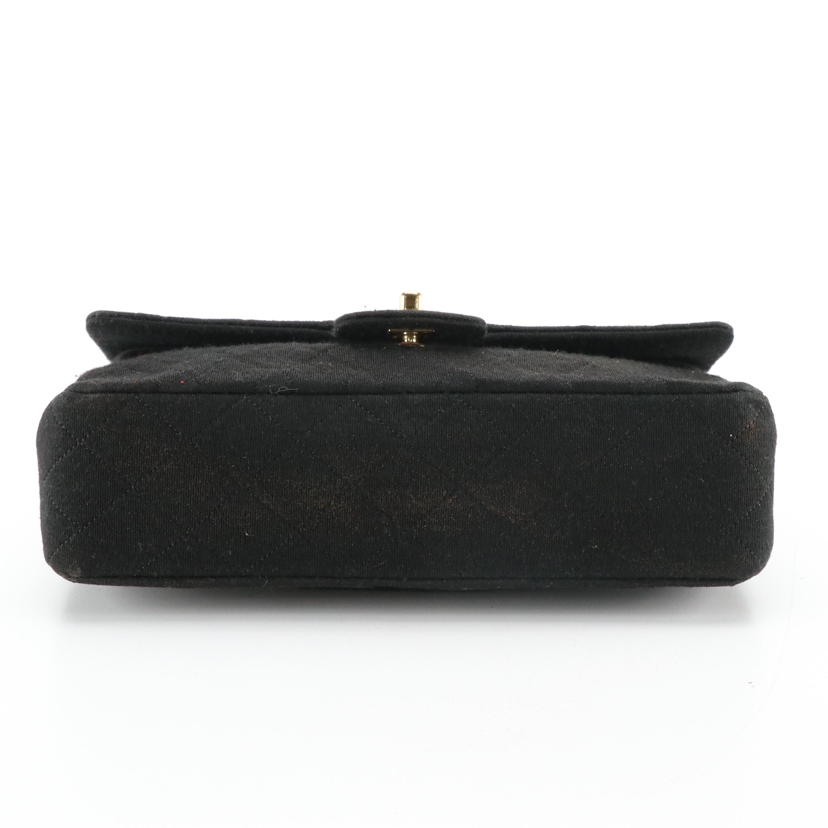 Chanel Quilted Wool Jersey Knit Double Flap Bag with Chain Strap