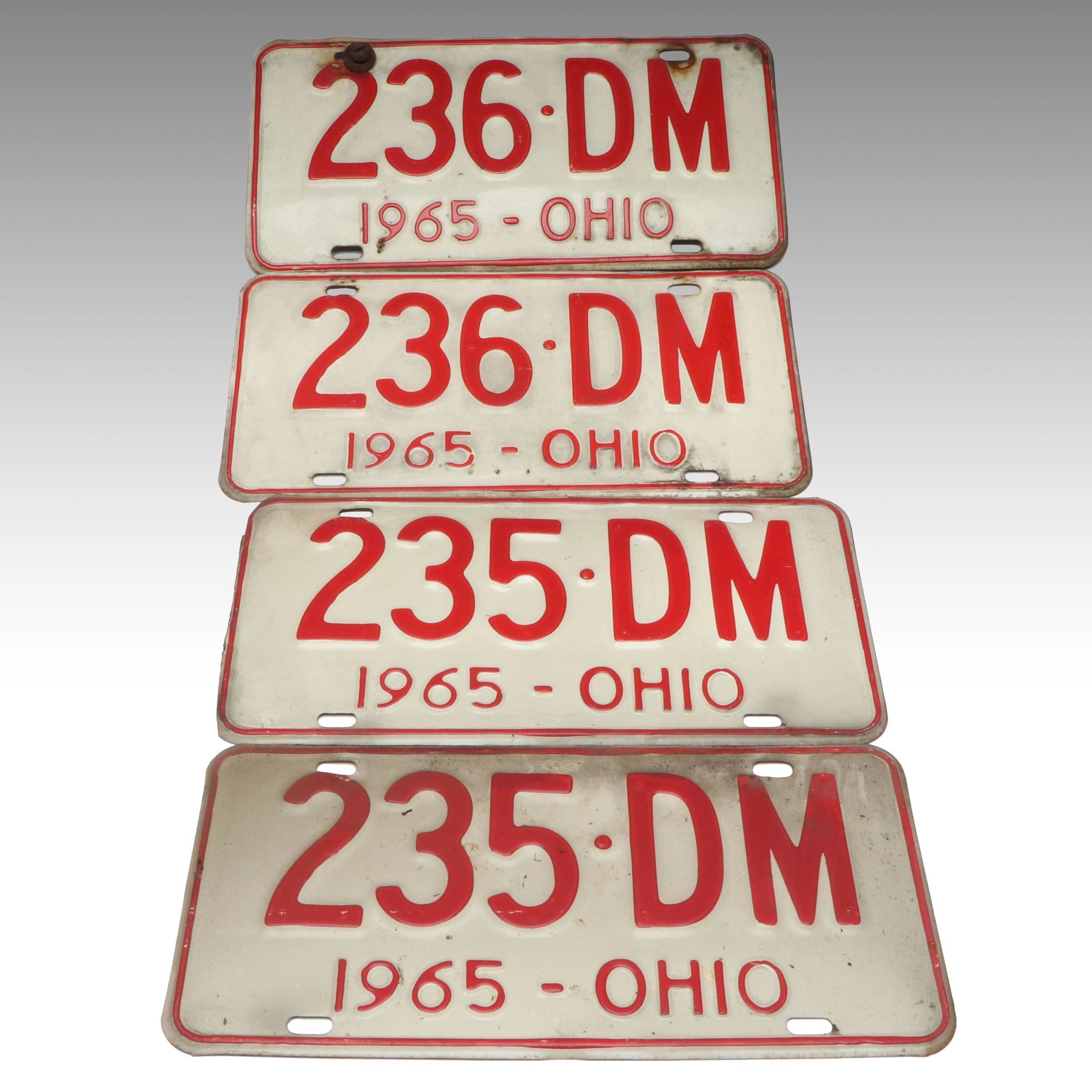 1965 Ohio Red and White License Plates