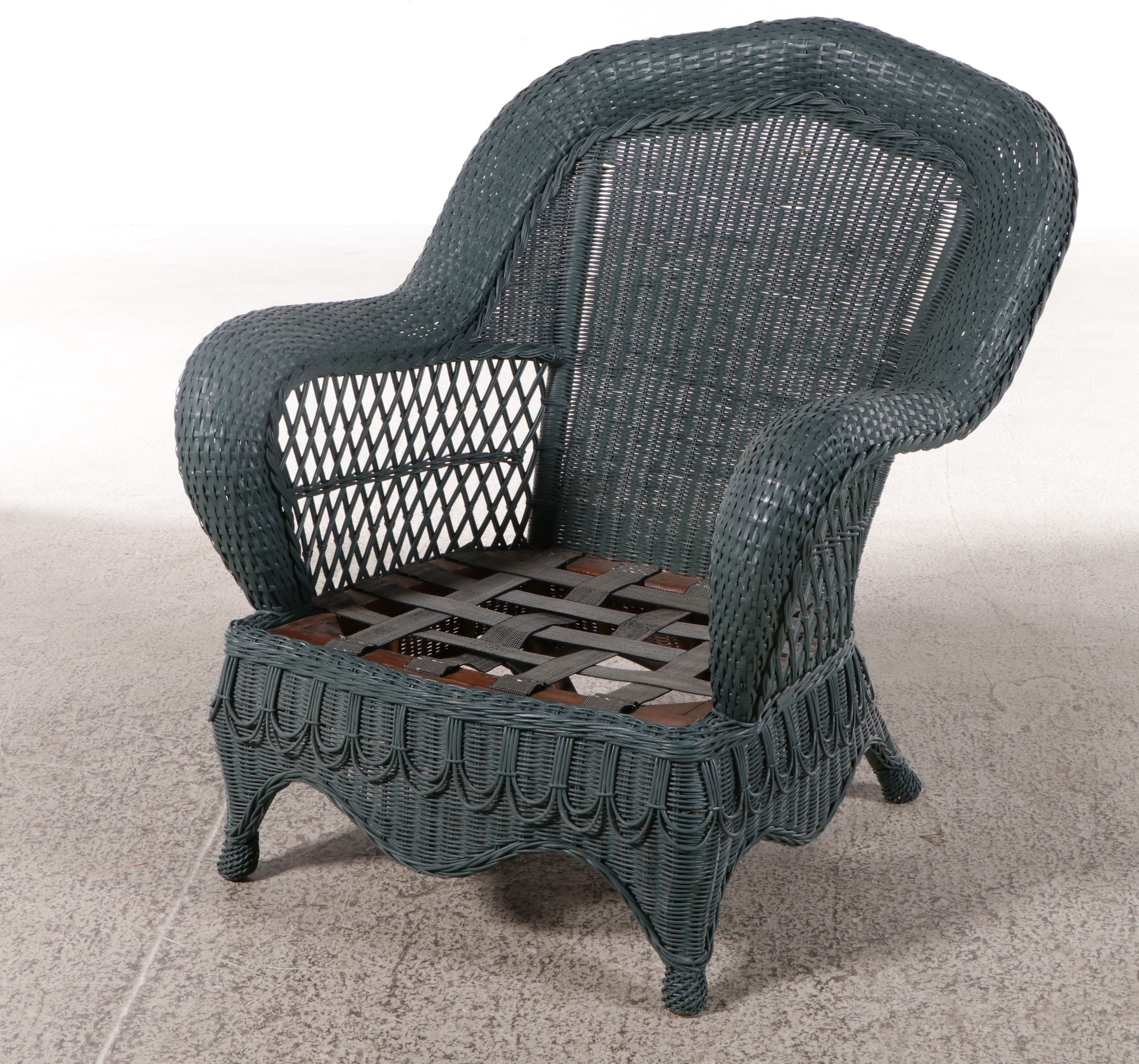 Vintage Painted Wicker Armchair