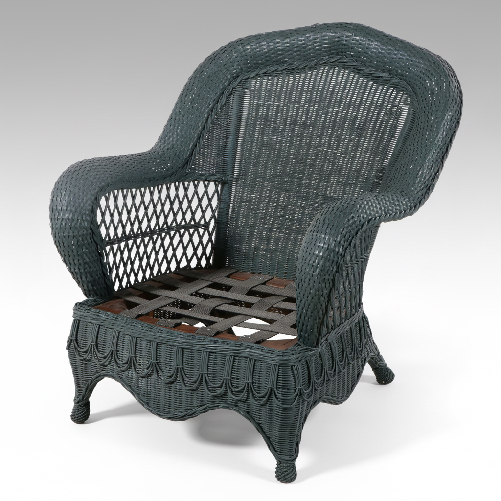 Vintage Painted Wicker Armchair