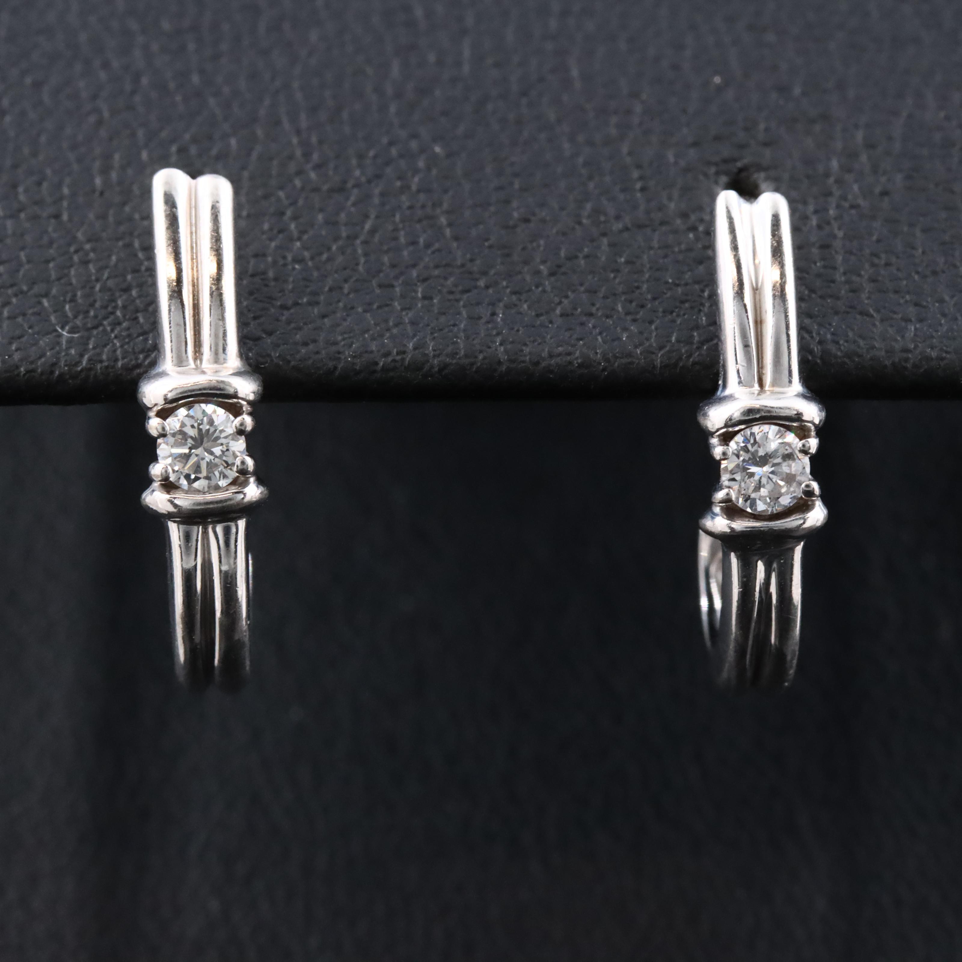 14K 0.23 CTW Diamond J-Hoop Earrings