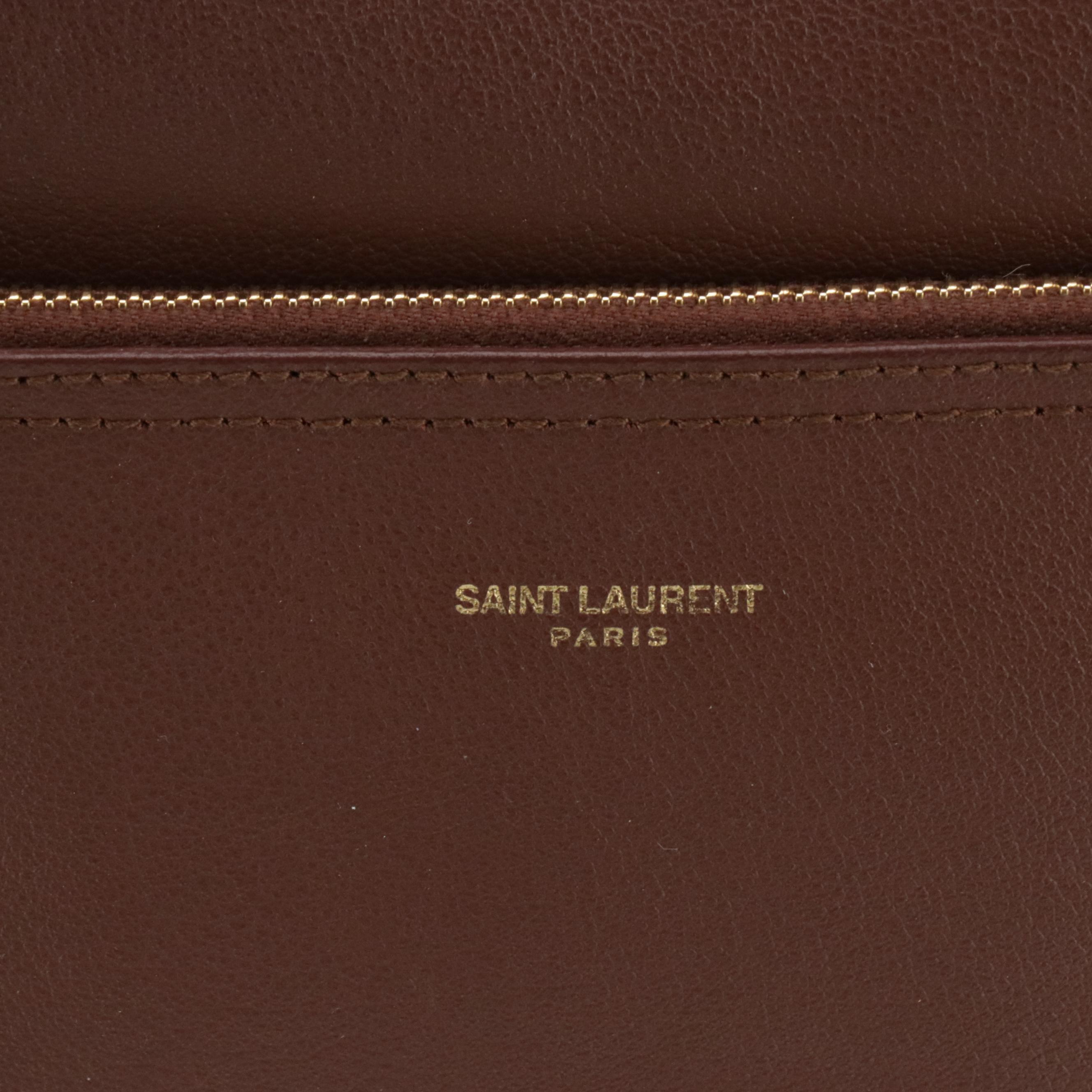 Saint Laurent East West Shopper Tote in Chocolate Brown Calfskin Leather