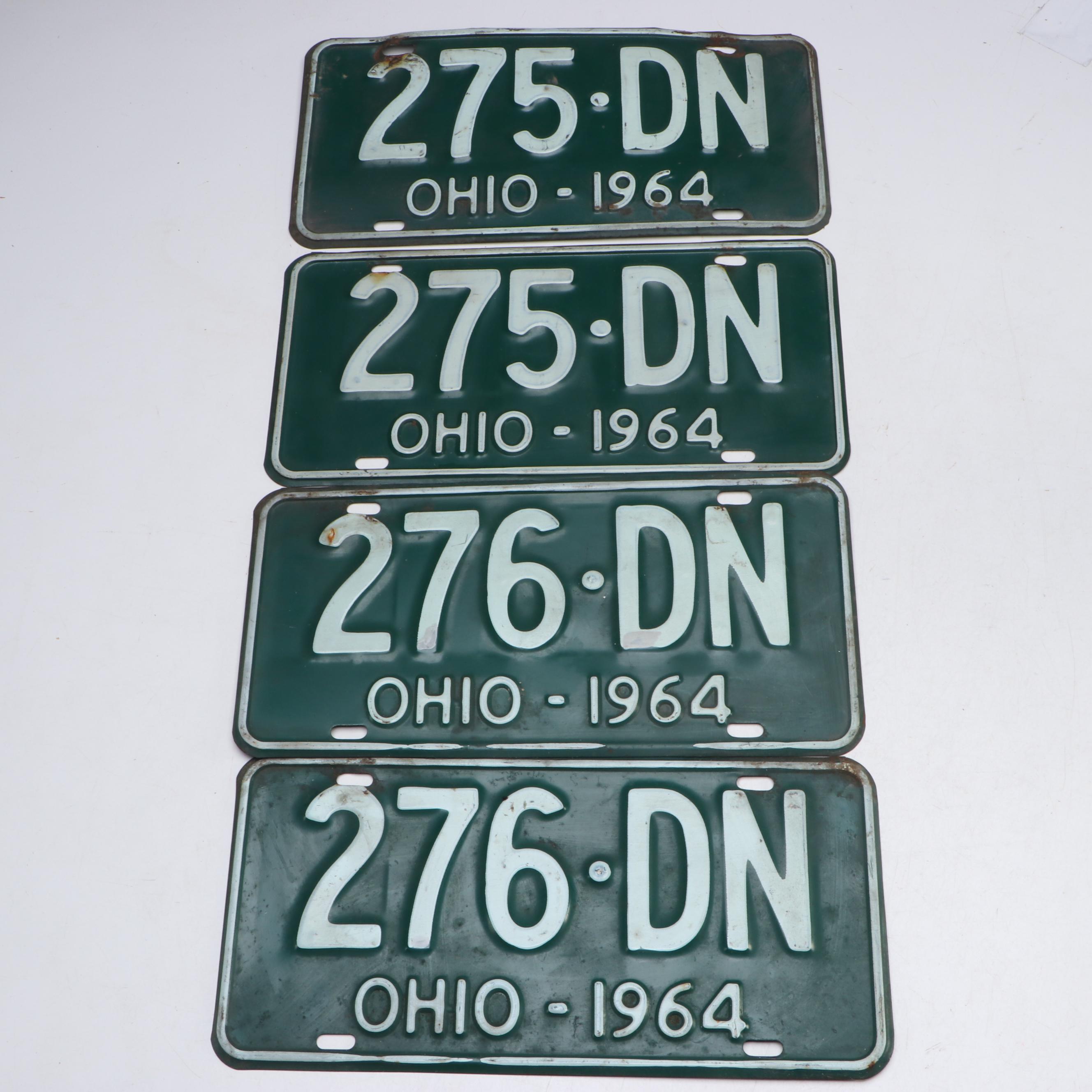 1964 Ohio Green and White License Plates
