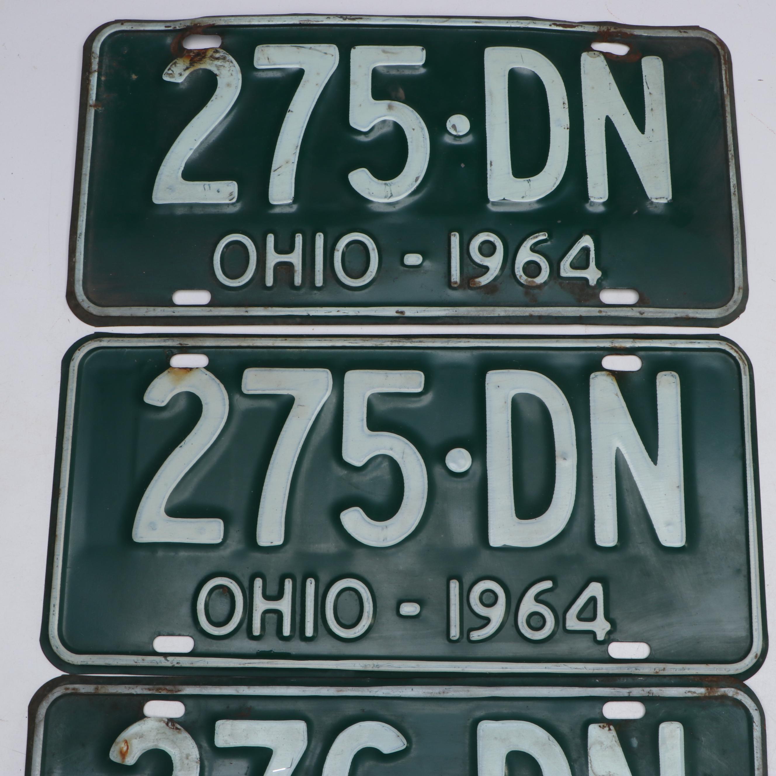 1964 Ohio Green and White License Plates