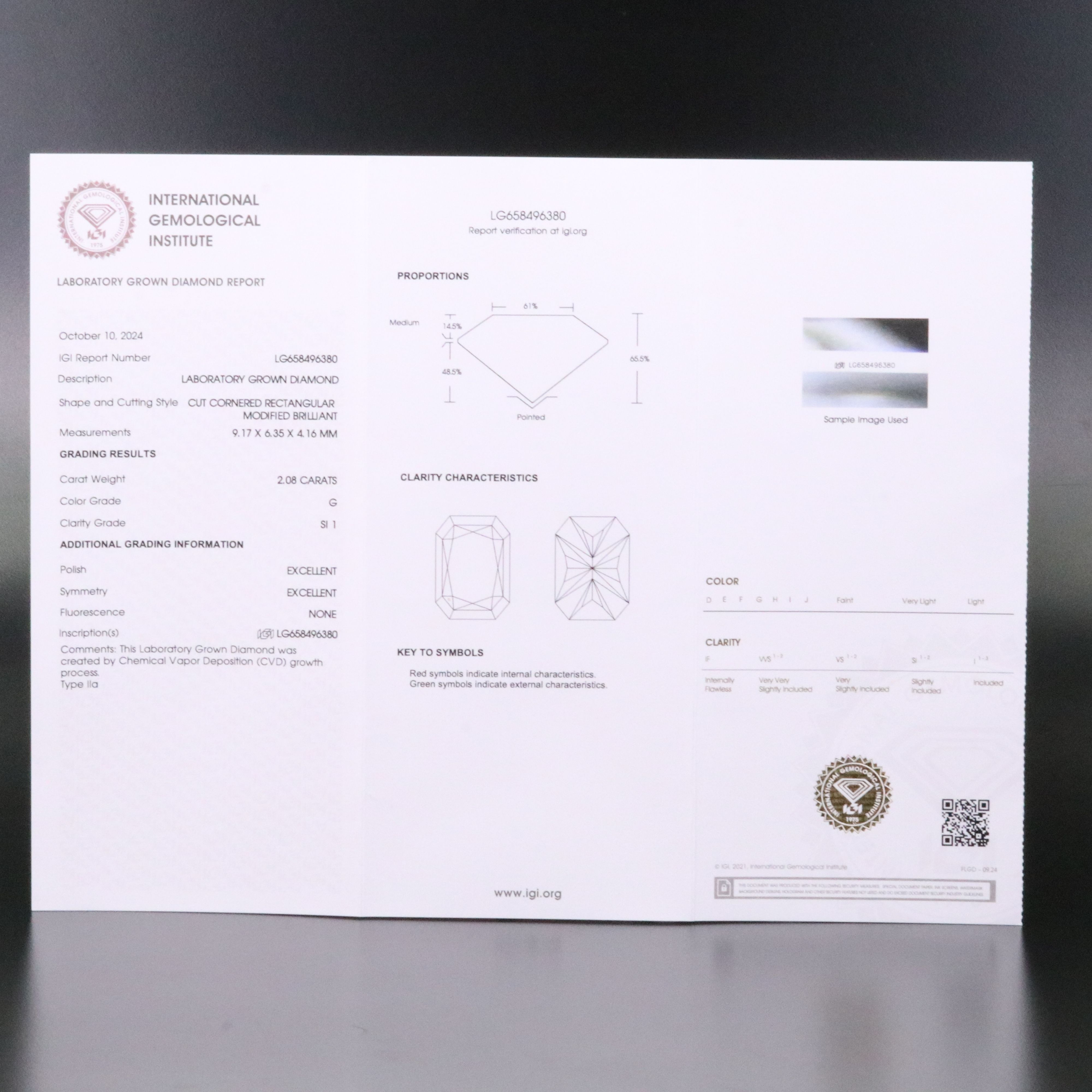 Loose 2.08 CT Lab Grown Diamond with IGI Report