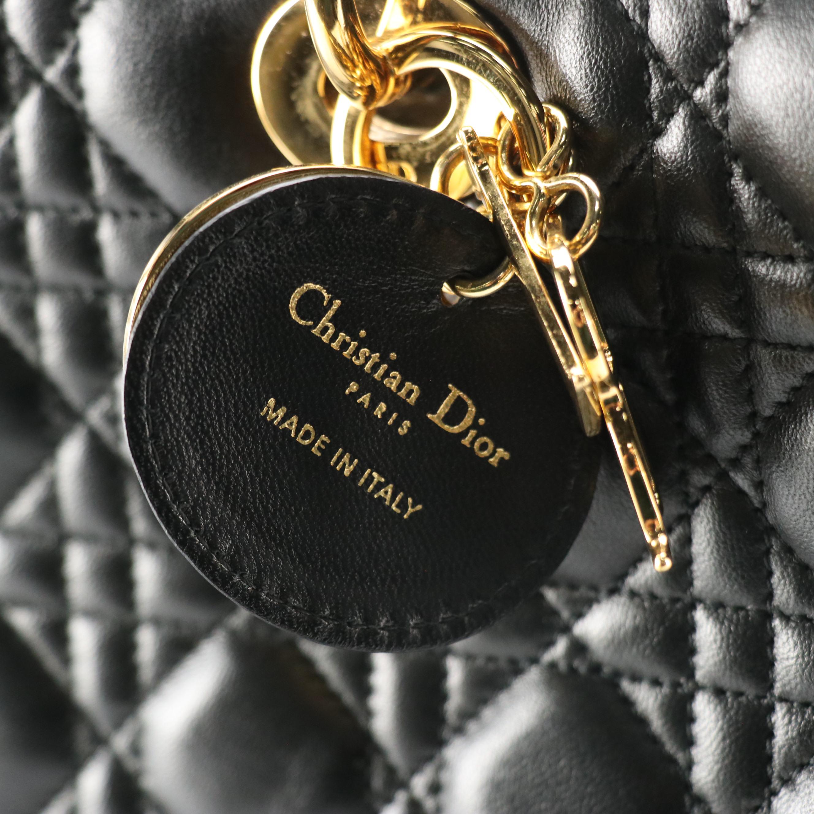 Christian Dior Lady Dior Two-Way Bag in Black Cannage Quilted Calfskin Leather