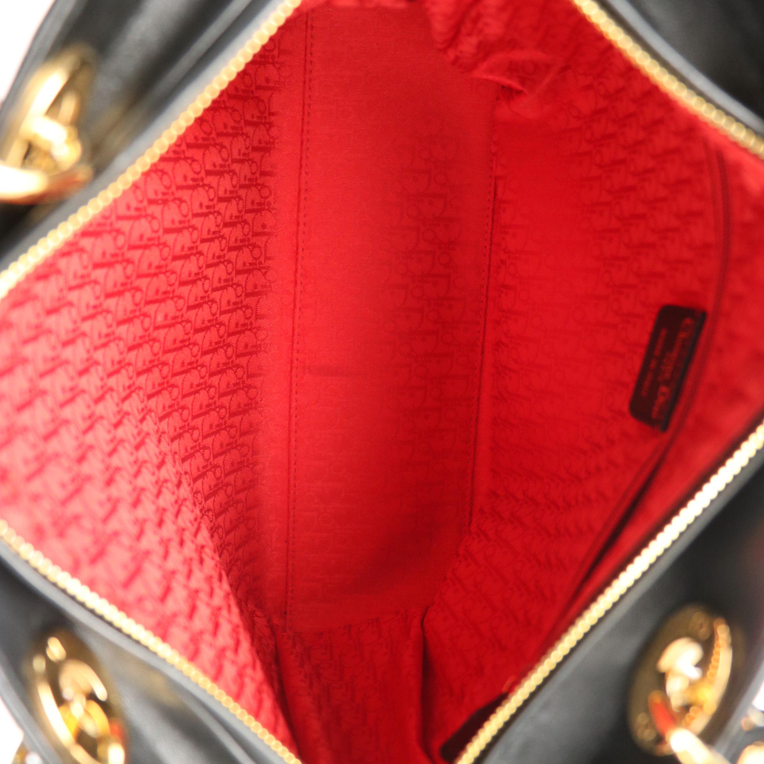 Christian Dior Lady Dior Two-Way Bag in Black Cannage Quilted Calfskin Leather