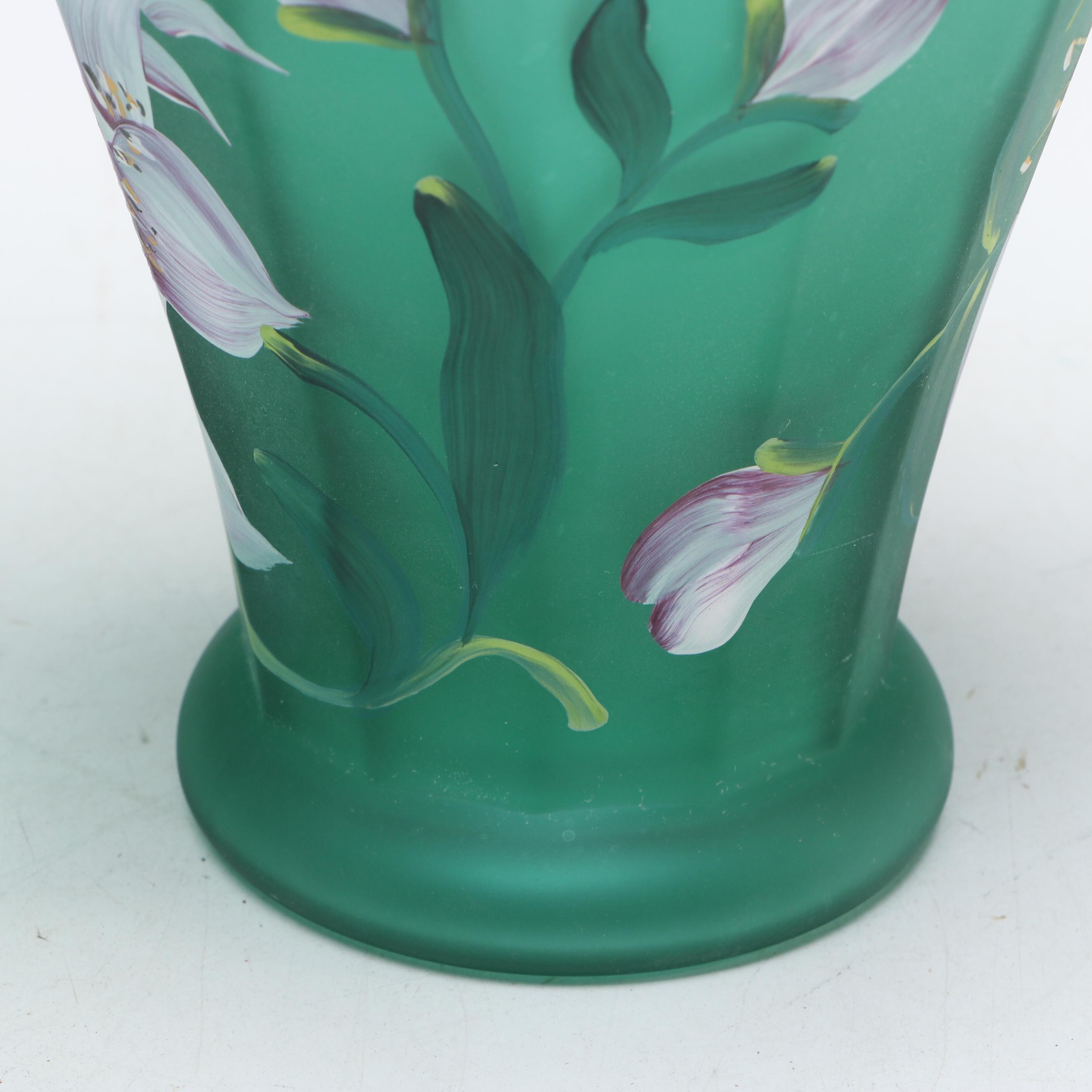 Fenton Hand-Painted Carnival Glass with Other Ruffle Edge Vases and Candlesticks