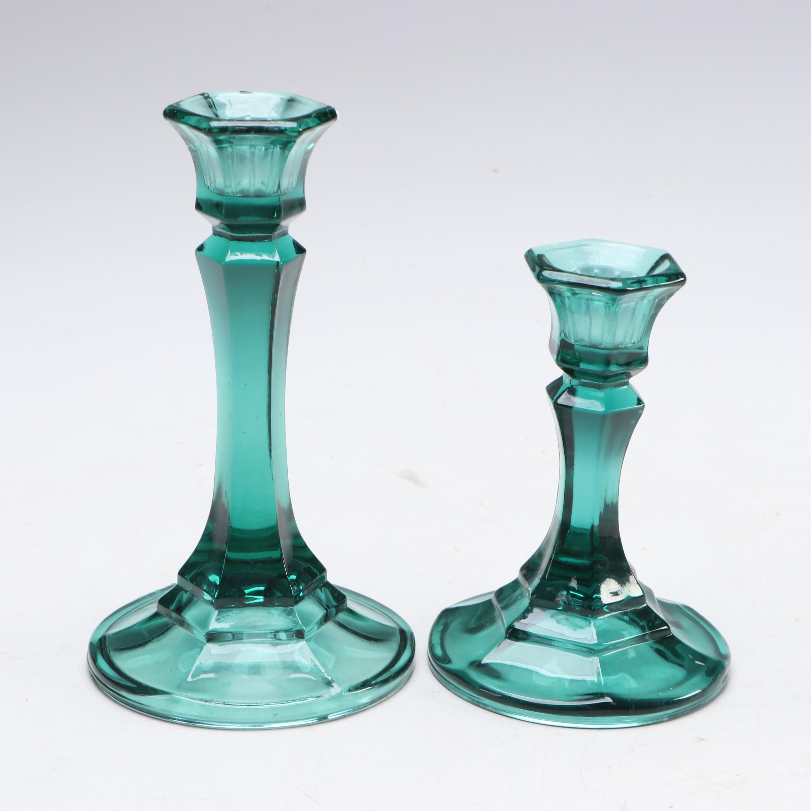 Fenton Hand-Painted Carnival Glass with Other Ruffle Edge Vases and Candlesticks