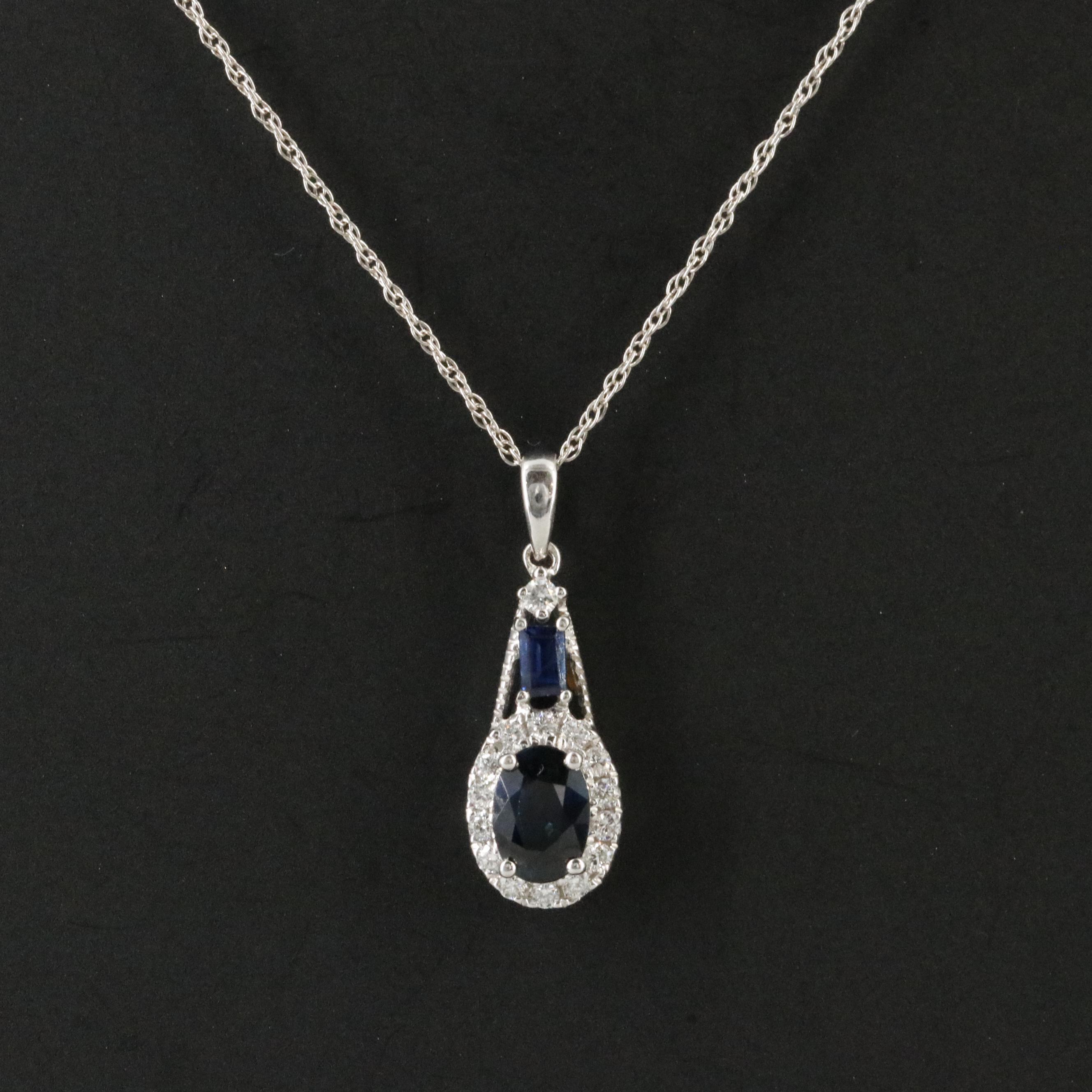 10K Sapphire and Diamond Pendant Necklace