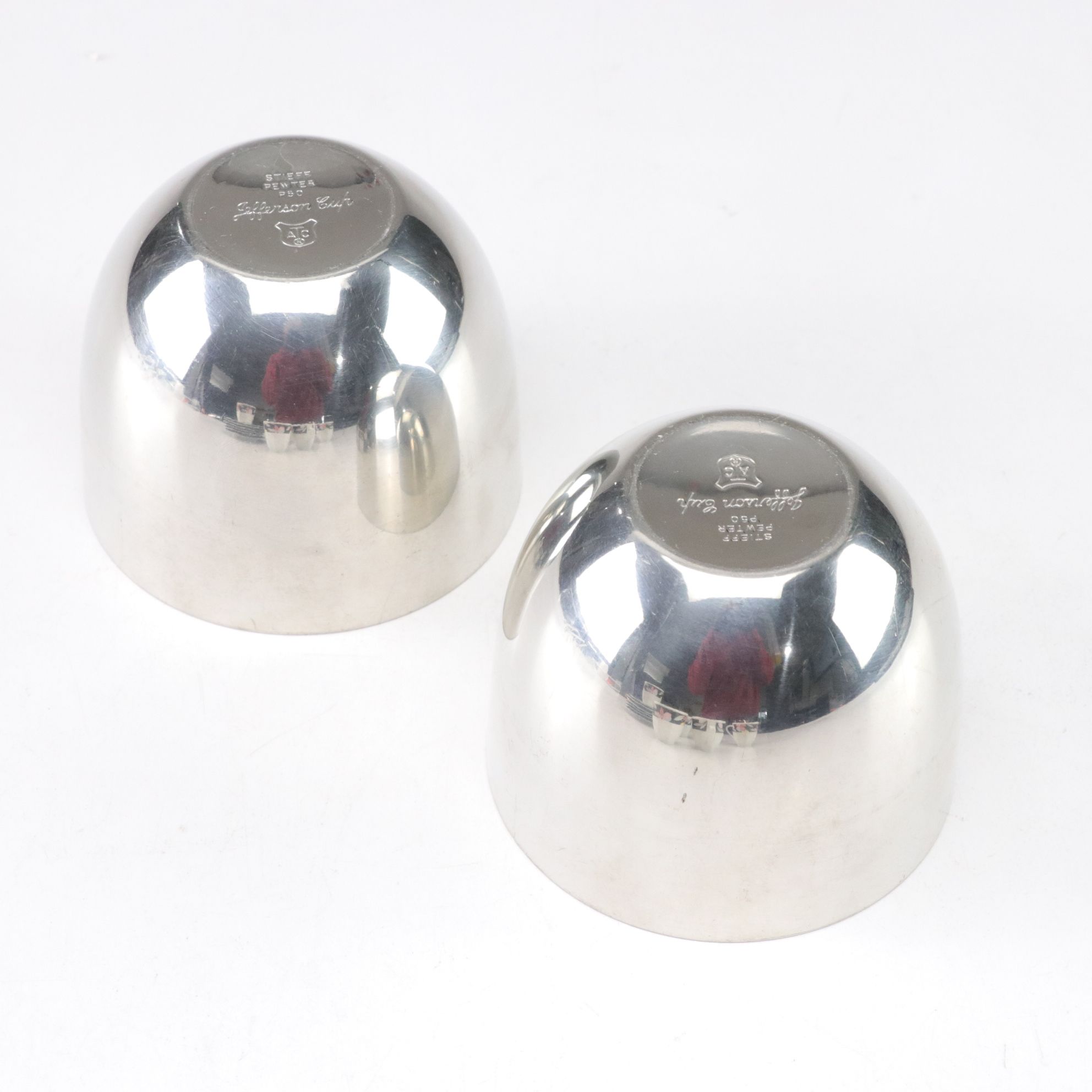 Two Steiff Pewter "Jefferson Cups" with Demitasse Cups and Bread Baskets