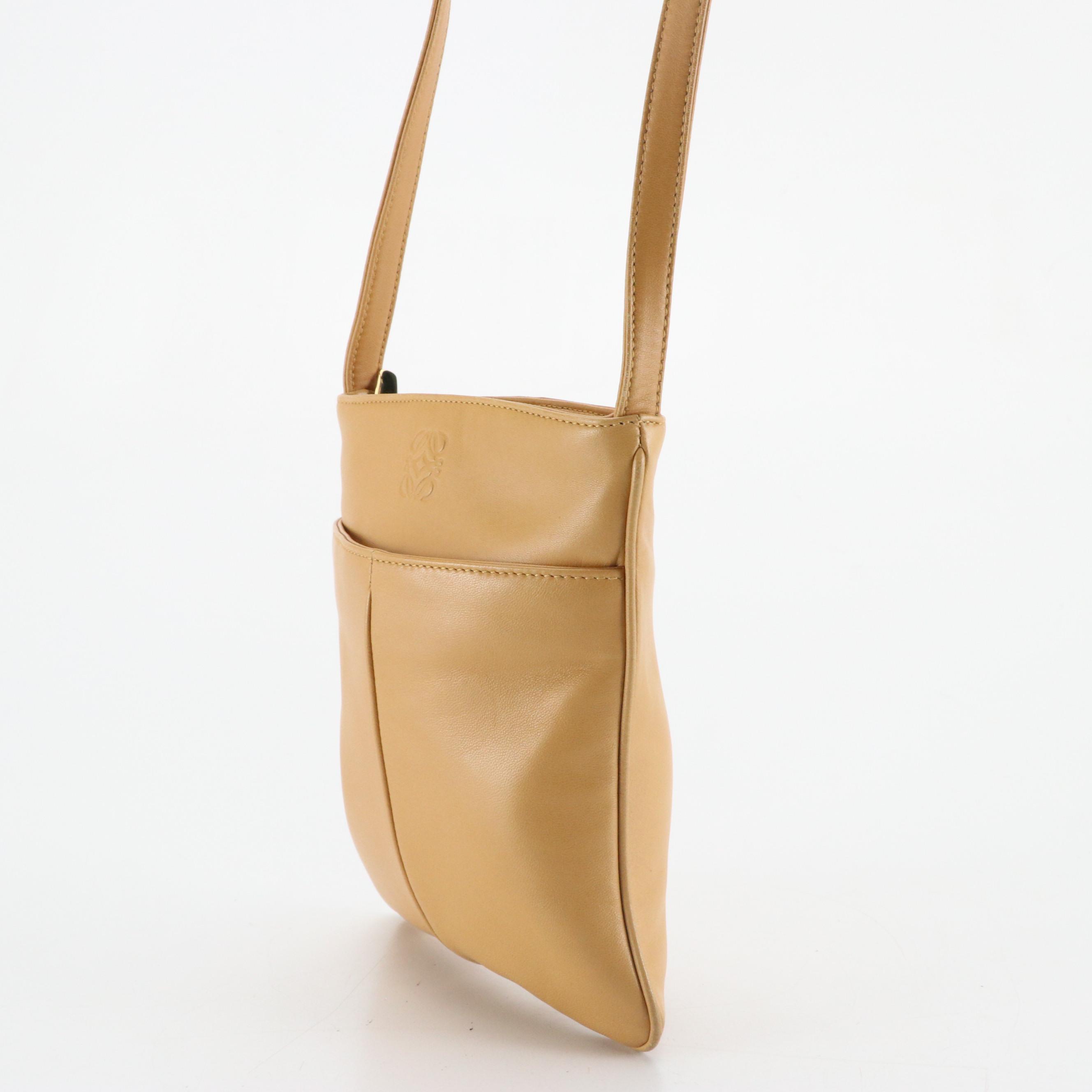 Loewe Beige Lambskin Leather Crossbody Pouch