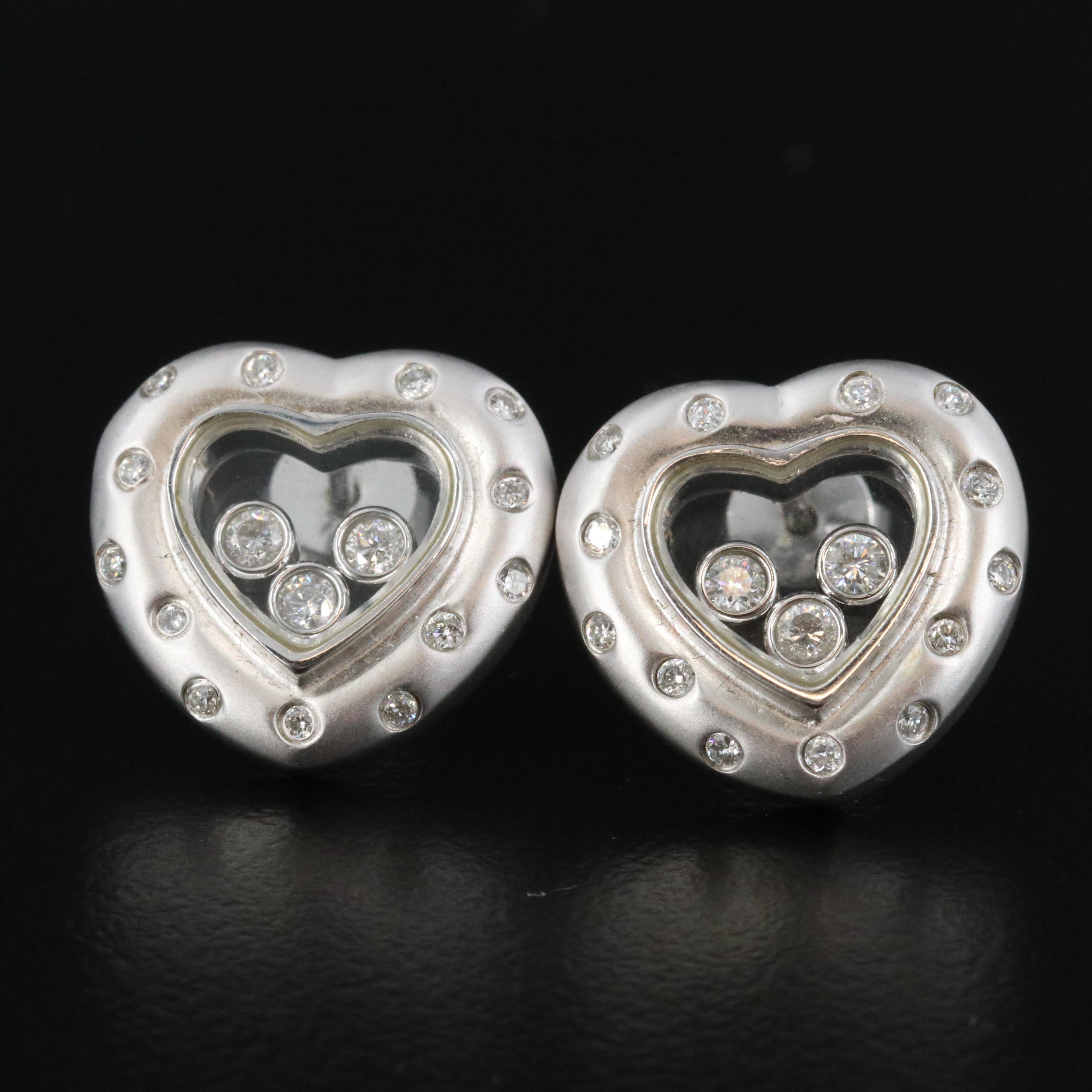 18K Heart Earrings with 0.36 CTW Floating Diamonds