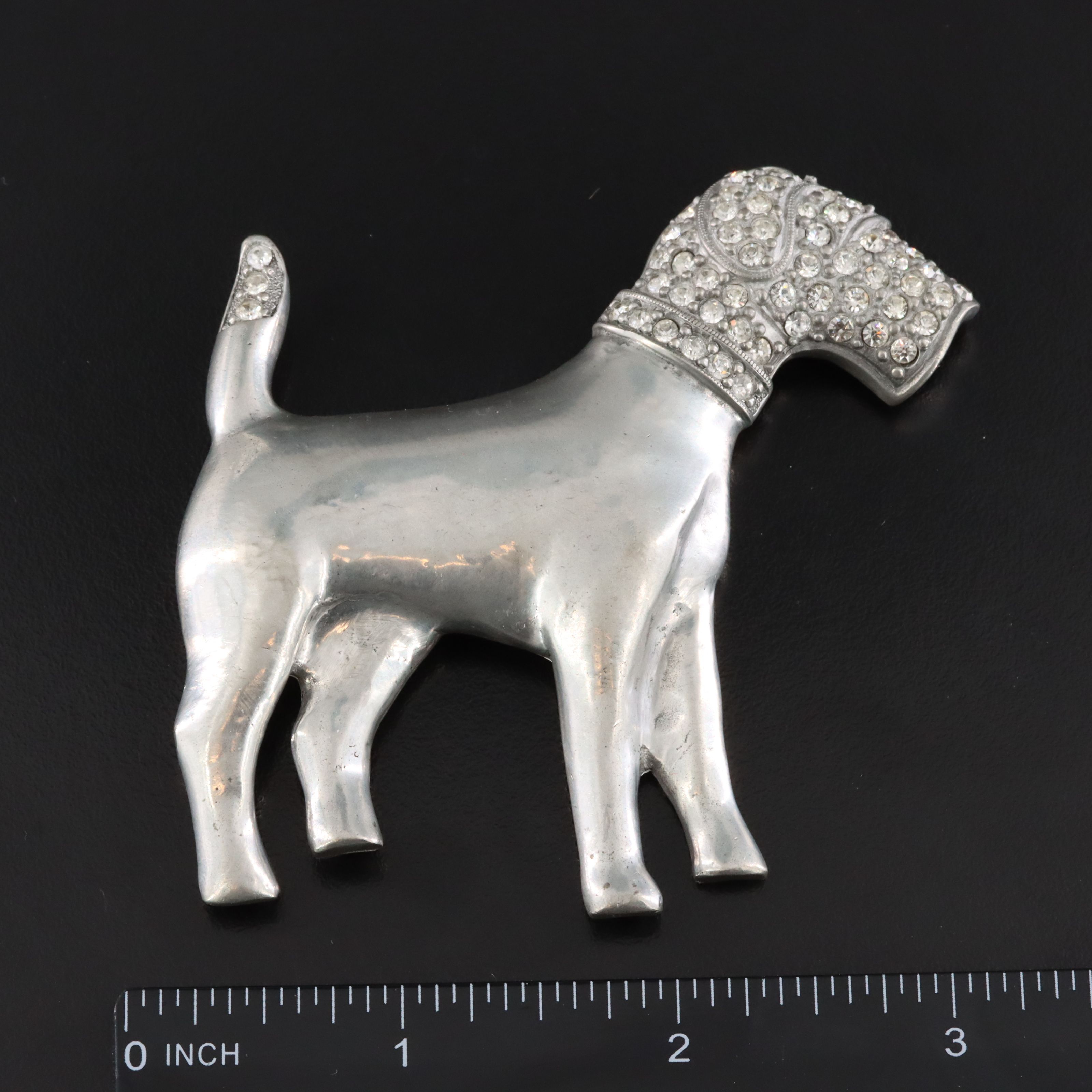 1940s Weiss Terrier Brooch and Rhinestone Earrings