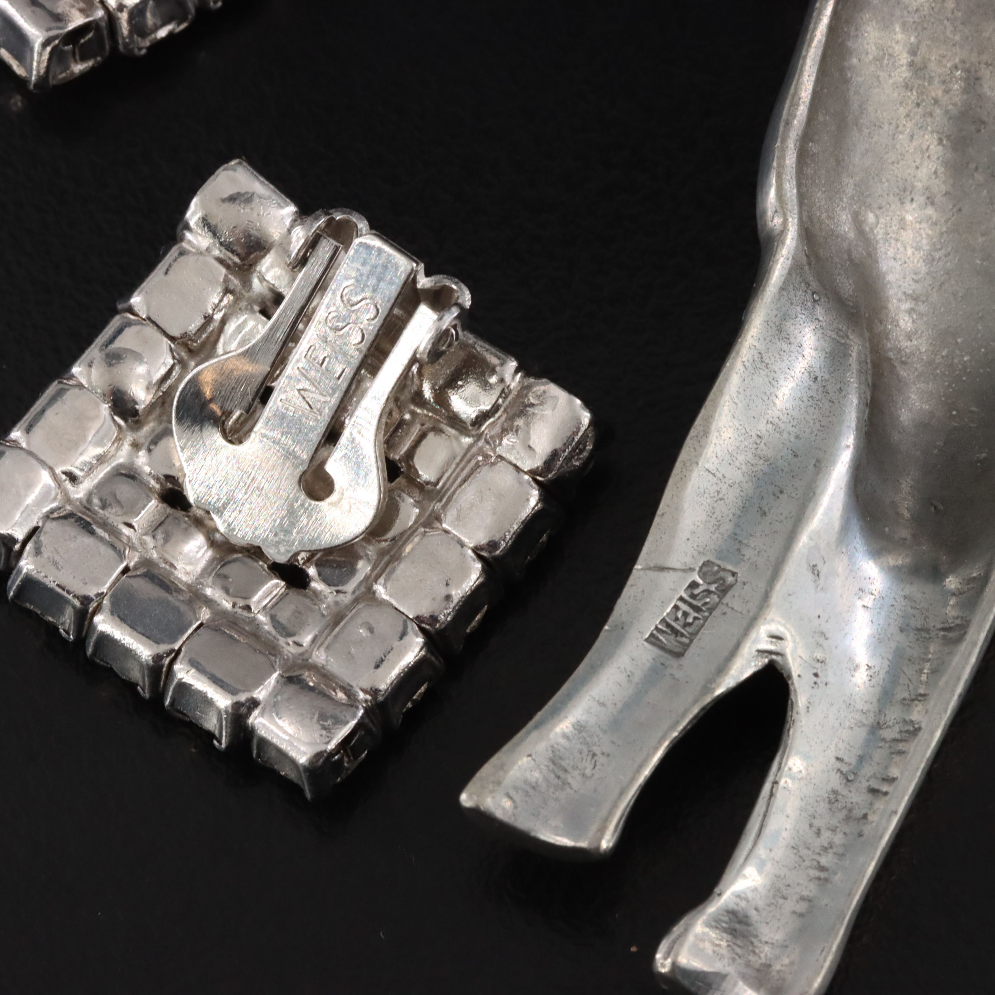 1940s Weiss Terrier Brooch and Rhinestone Earrings