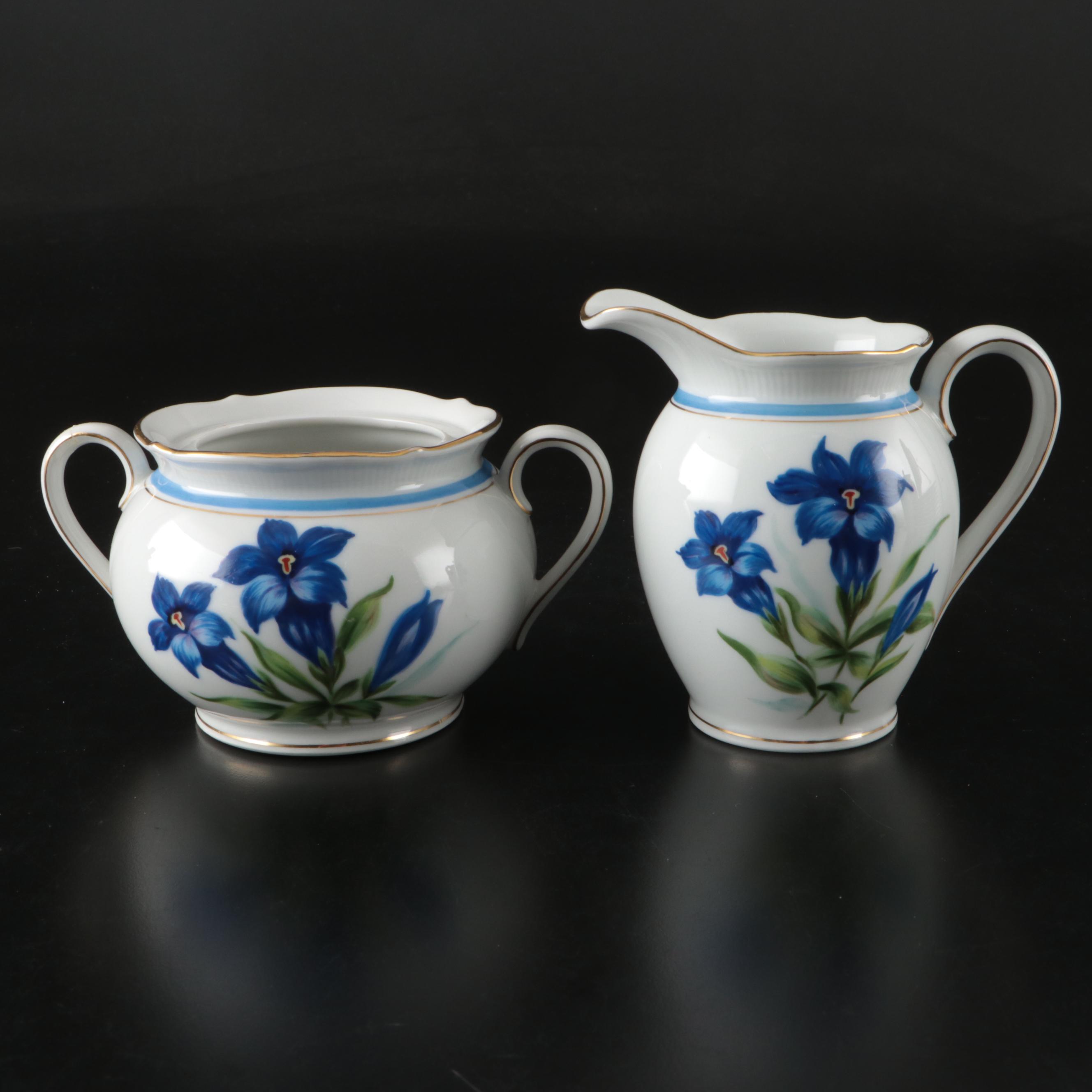 Schumann Blue Floral with Gold Gilt Trim Porcelain Teaware