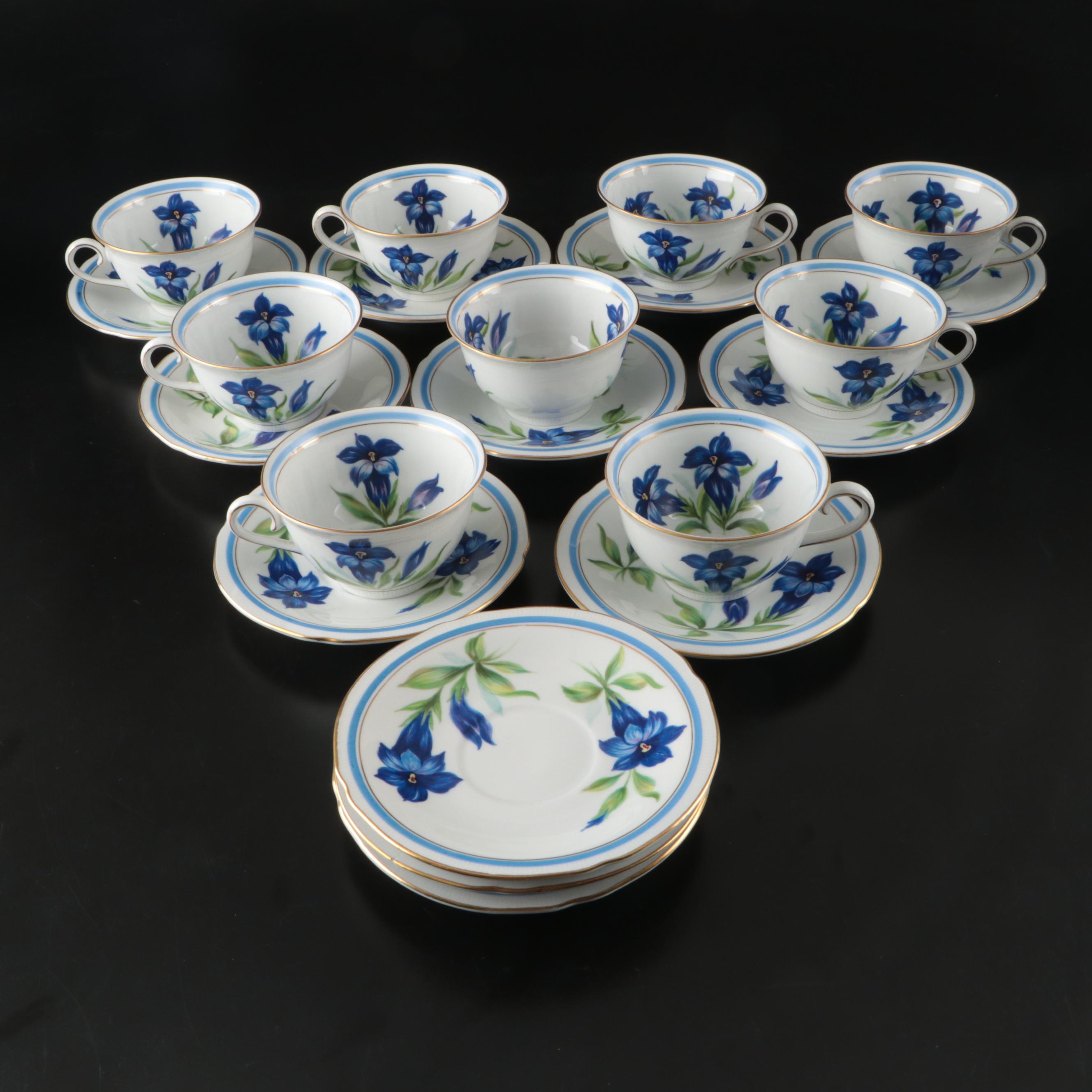 Schumann Blue Floral with Gold Gilt Trim Porcelain Teaware