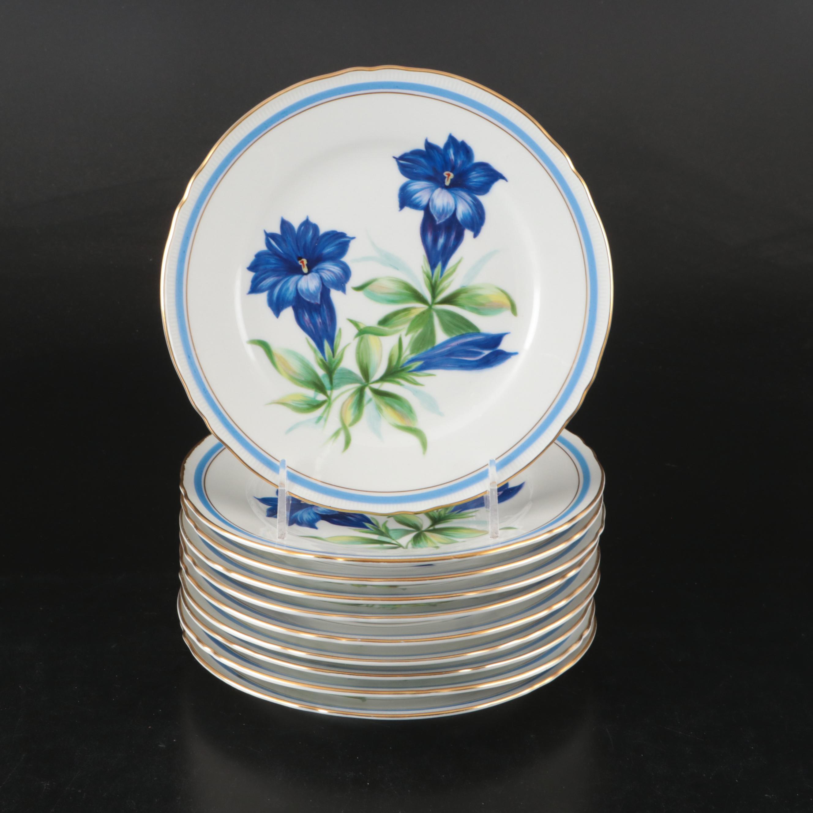 Schumann Blue Floral with Gold Gilt Trim Porcelain Teaware