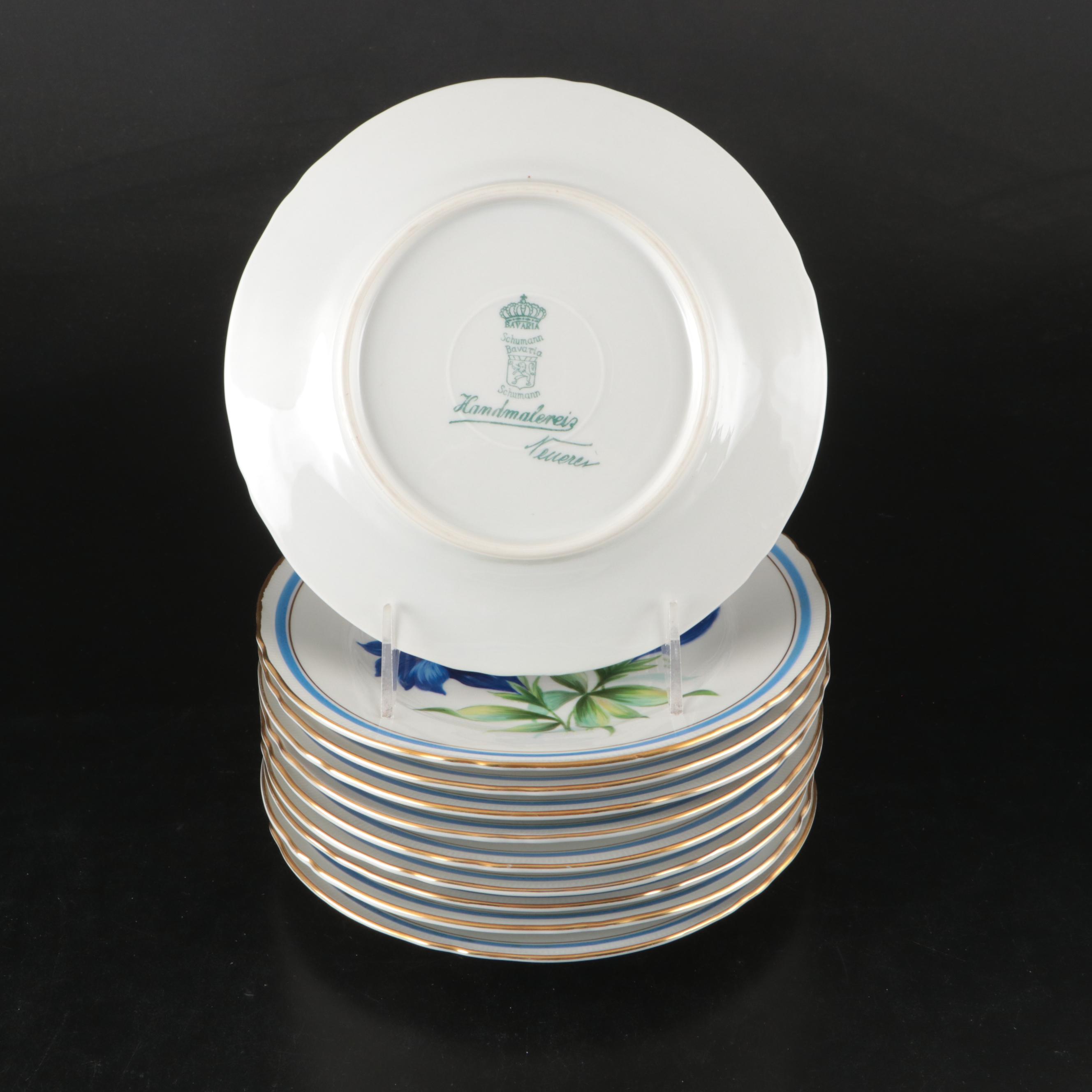 Schumann Blue Floral with Gold Gilt Trim Porcelain Teaware