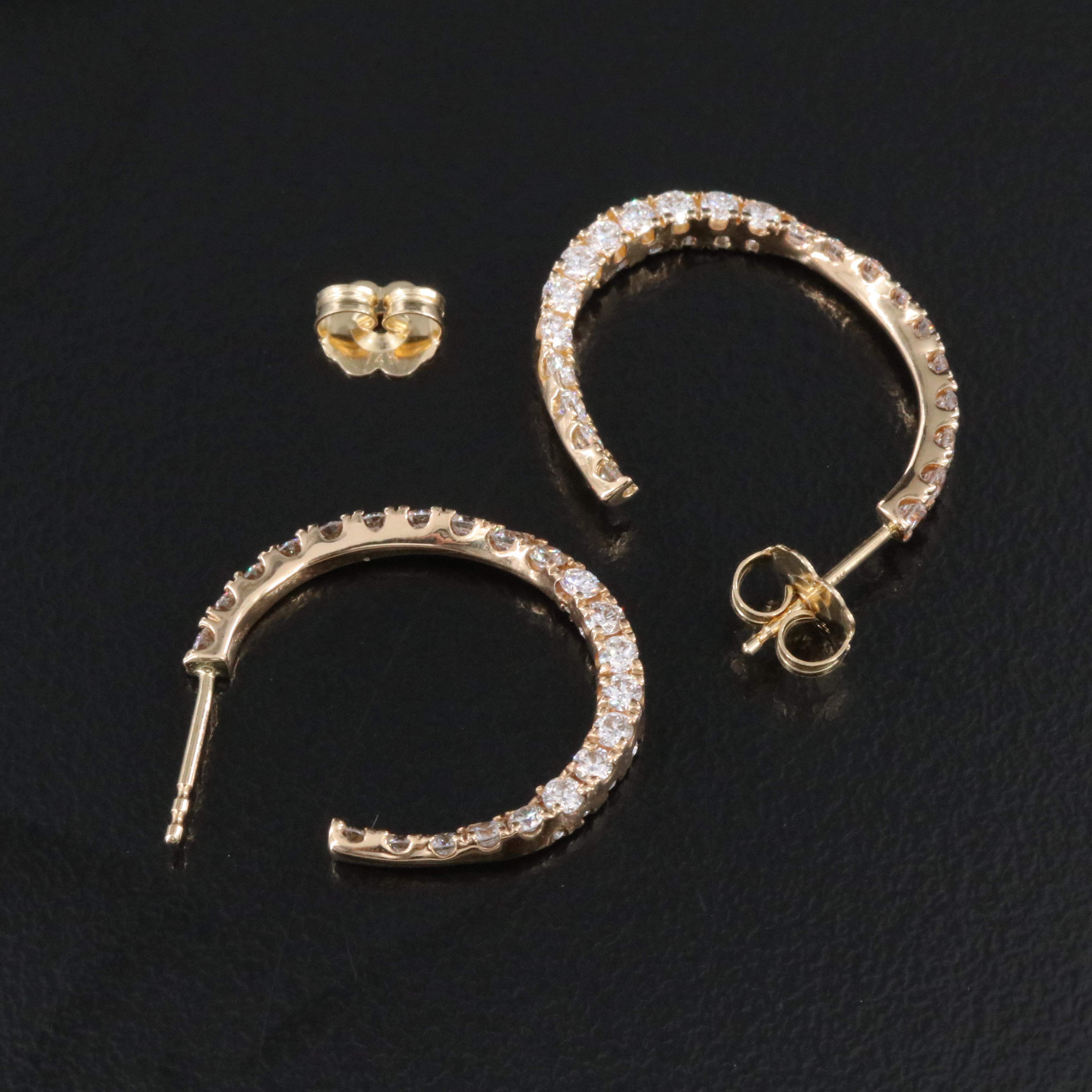 14K 1.12 CTW Lab Grown Diamond Half Hoop Earrings