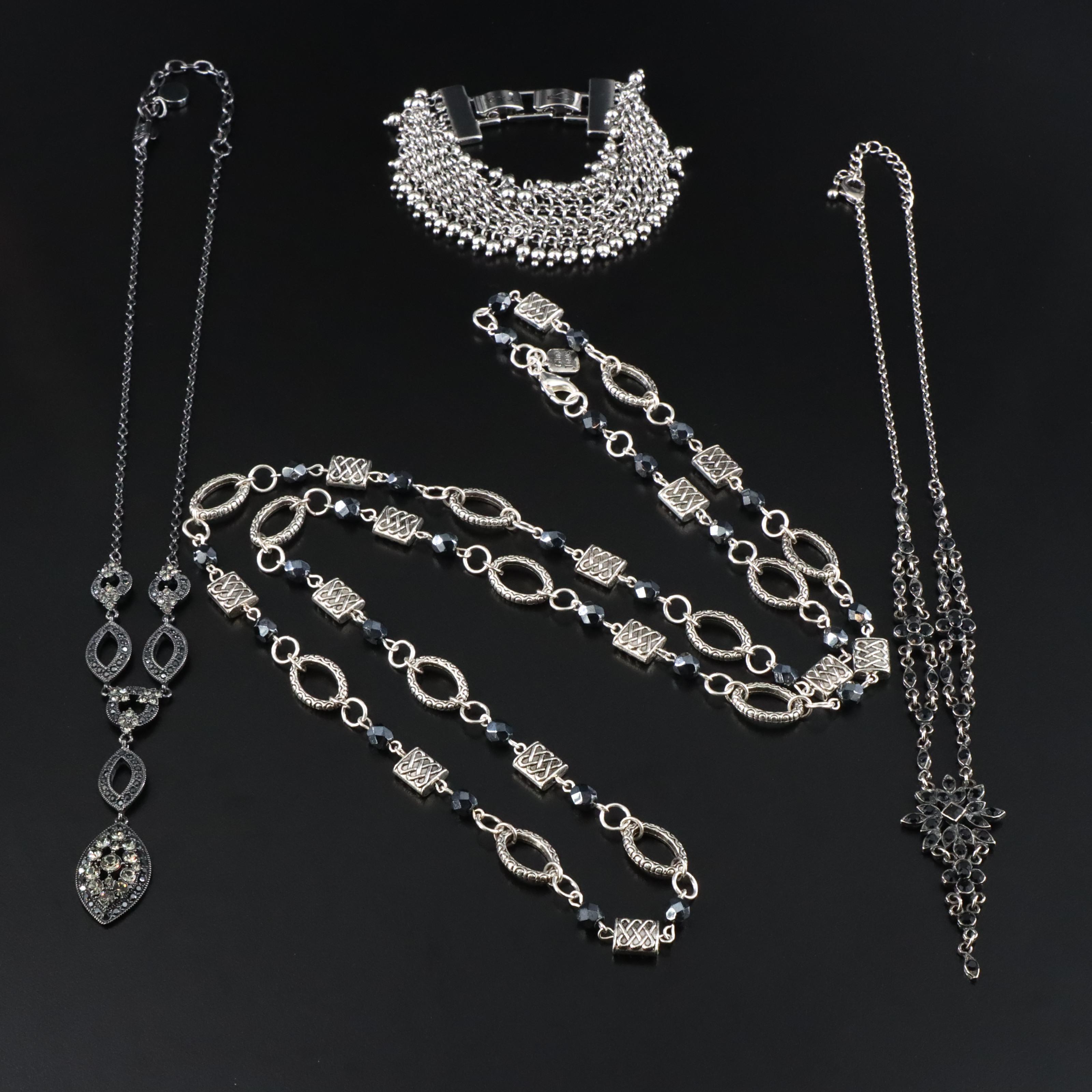 Black Rhinestone Bracelet and Necklaces Featuring Givenchy and Gina Jiang
