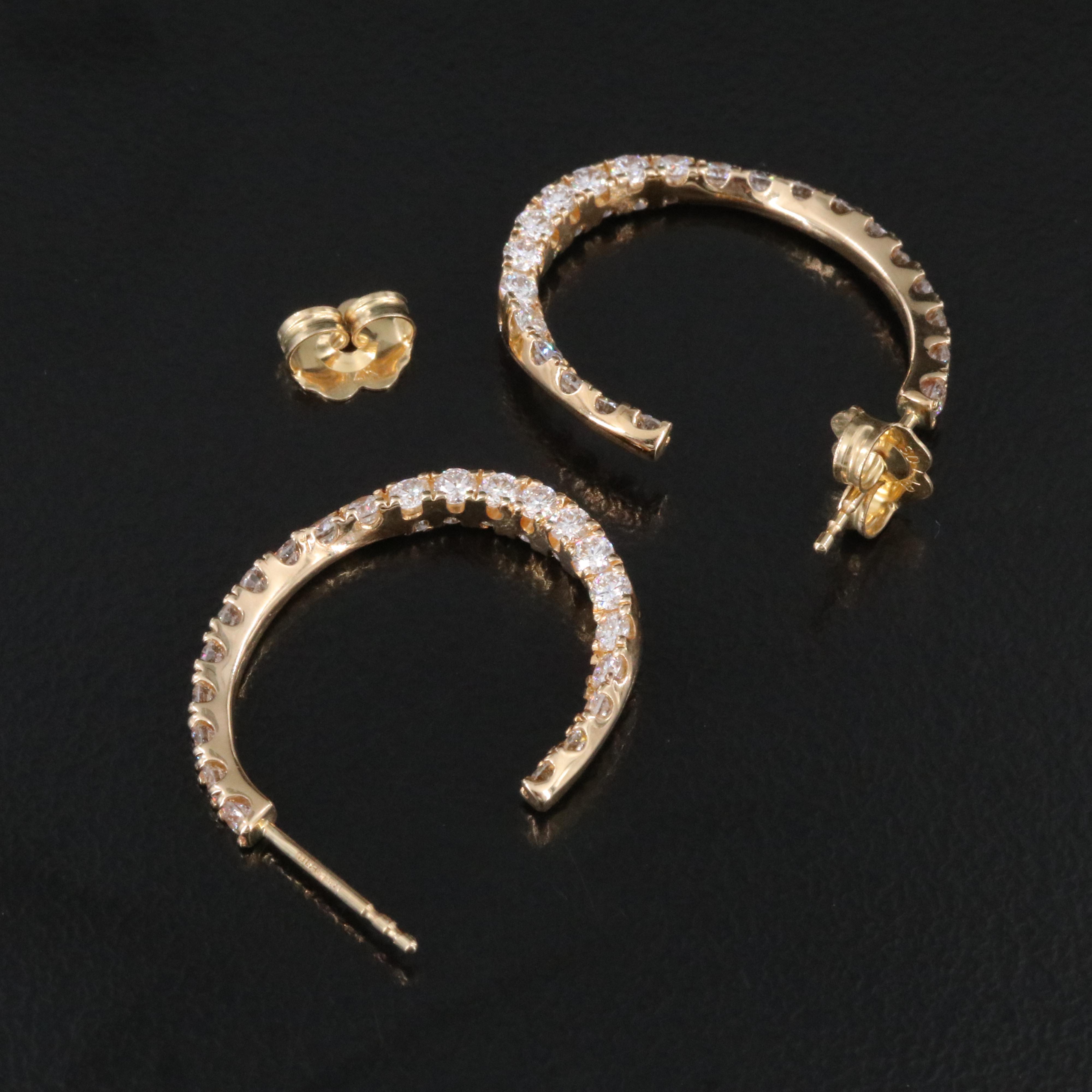 14K 1.12 CTW Lab Grown Diamond Half Hoop Earrings