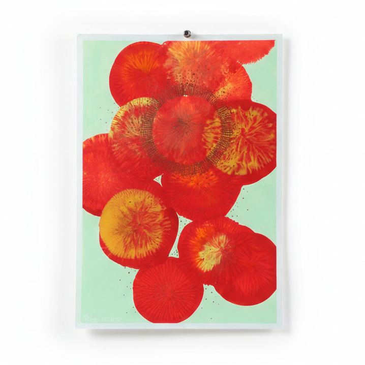 Abstract Acrylic Painting of Spherical Composition, 2020